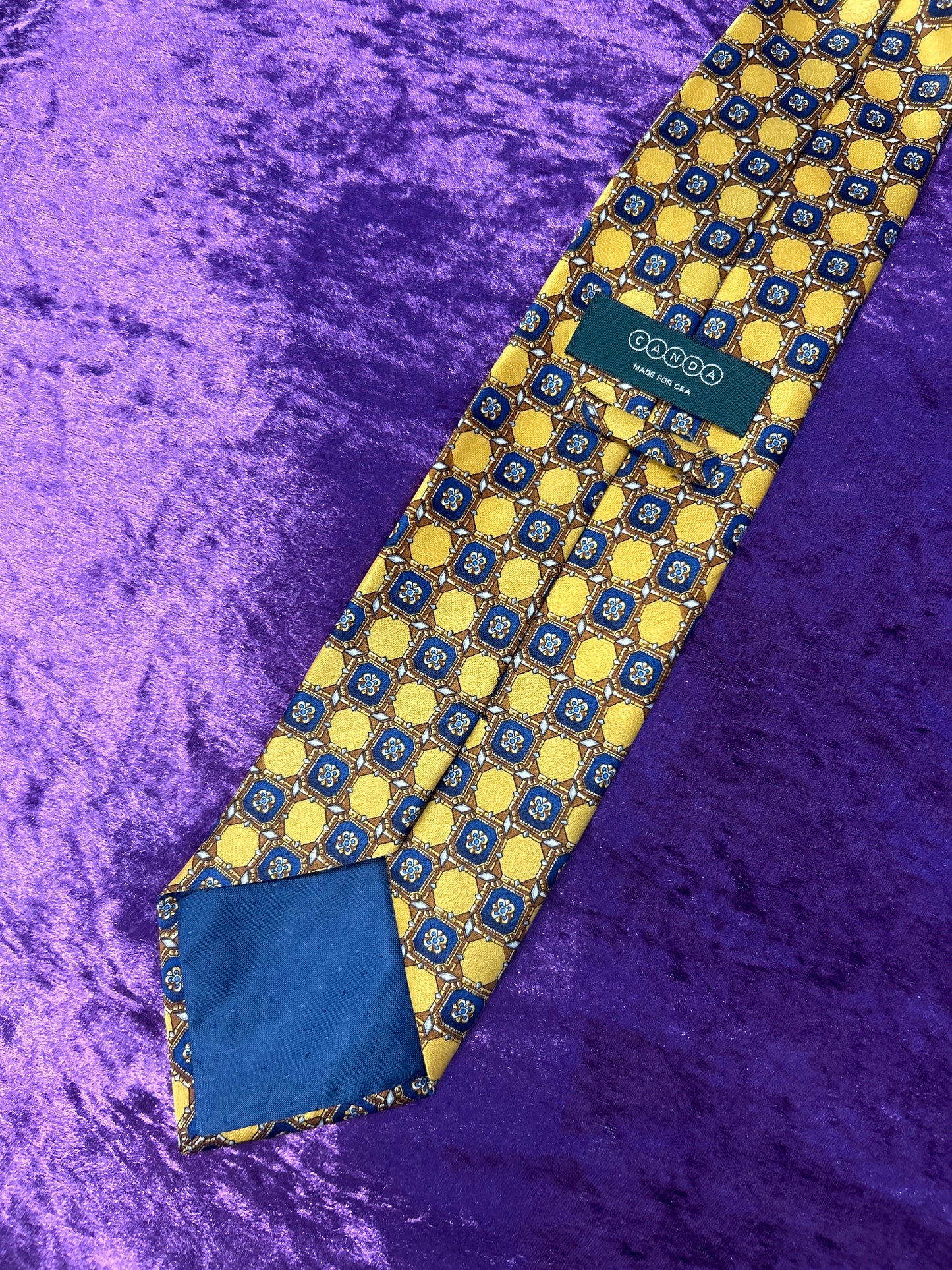 Gold and Blue Patterned Tie