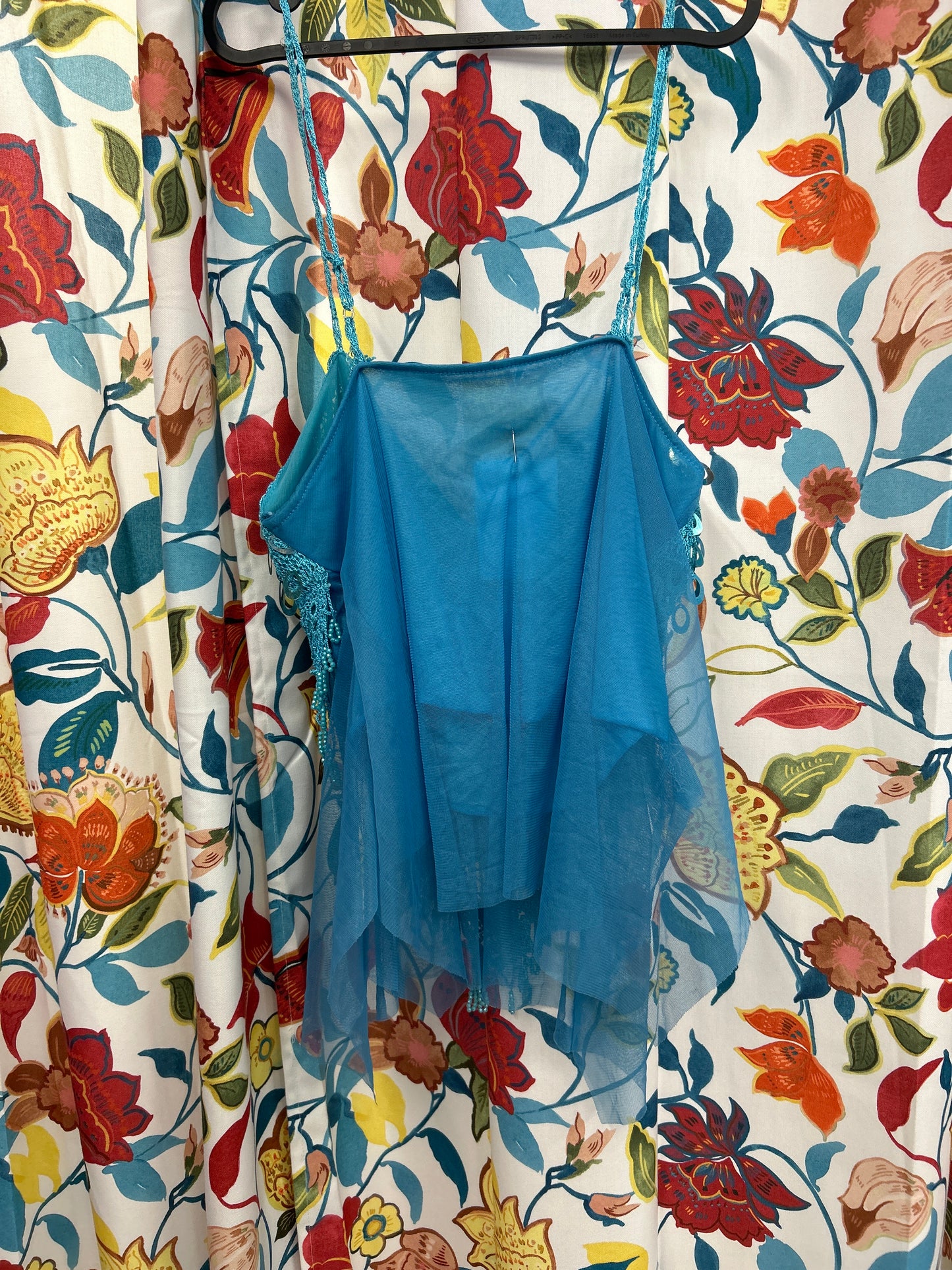 Y2k one of a kind sequin turquoise top
