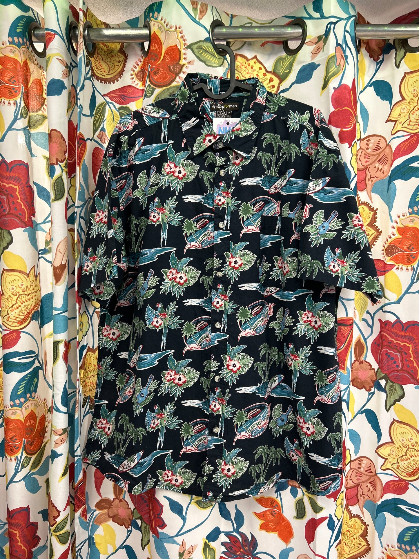 Black Hawaii patterned summer shirt