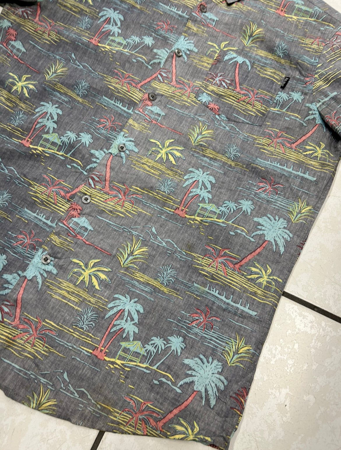 Grey and Colorful Island Summer Shirt