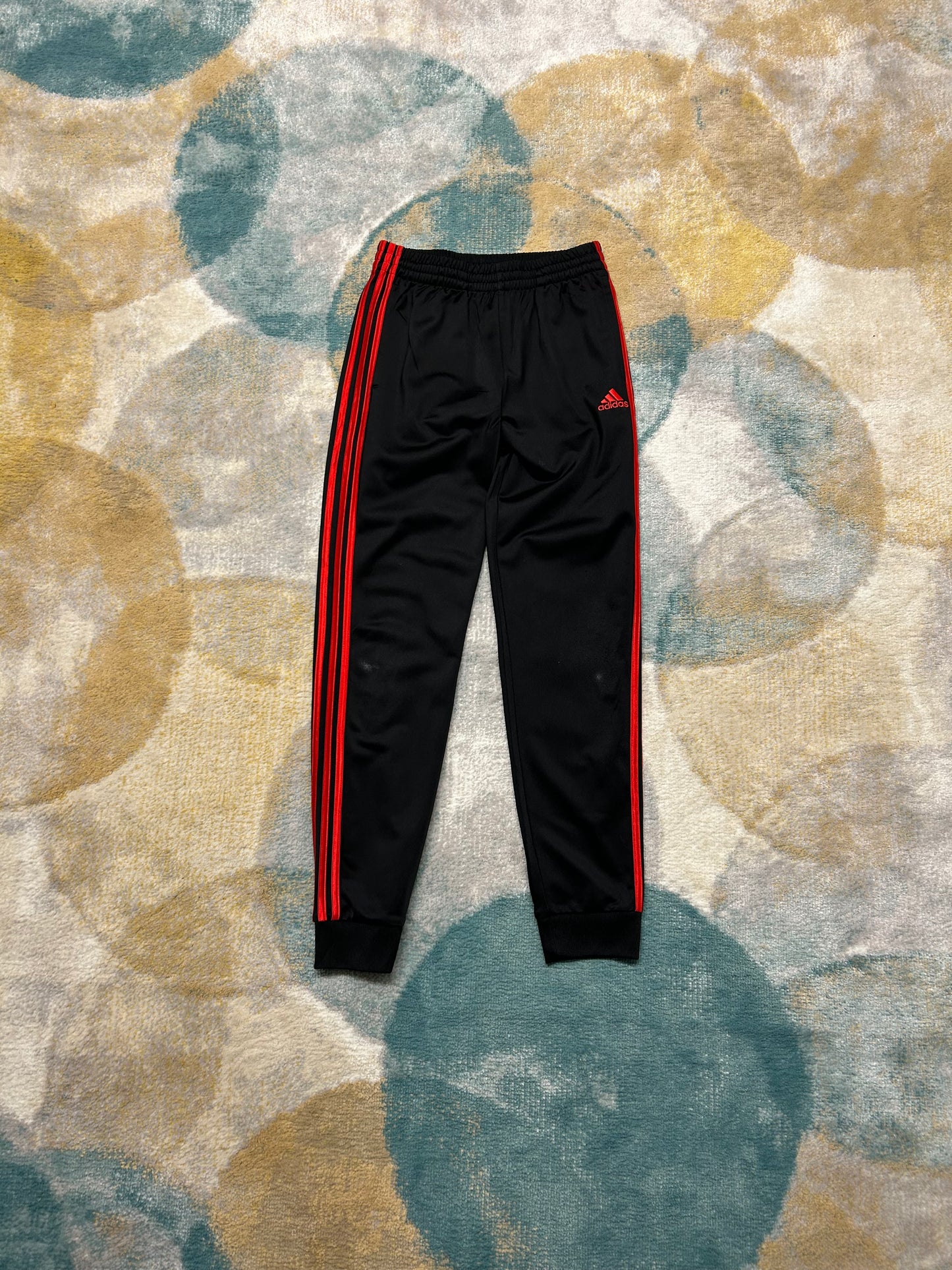 Adidas Black trackpants with red detailing