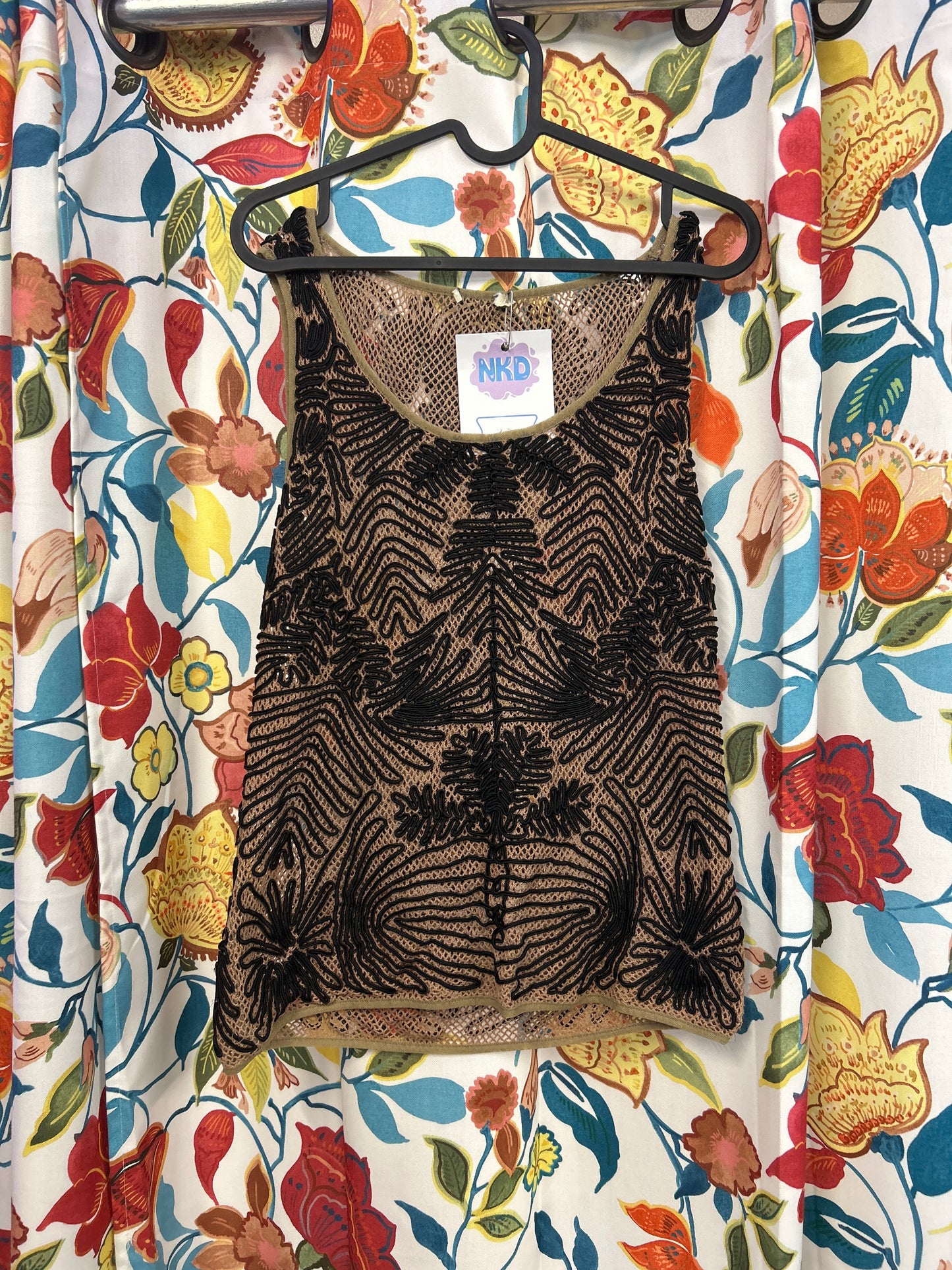 Y2k brown and black patterned top