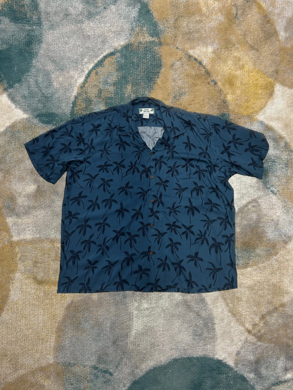 Dark Blue and Black Palmtree Summer Shirt