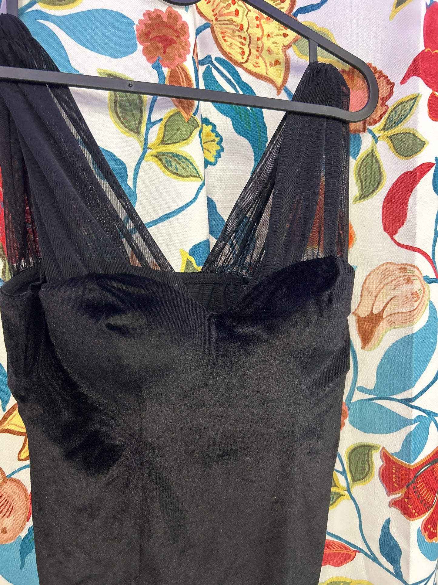 Y2k black velour corset top