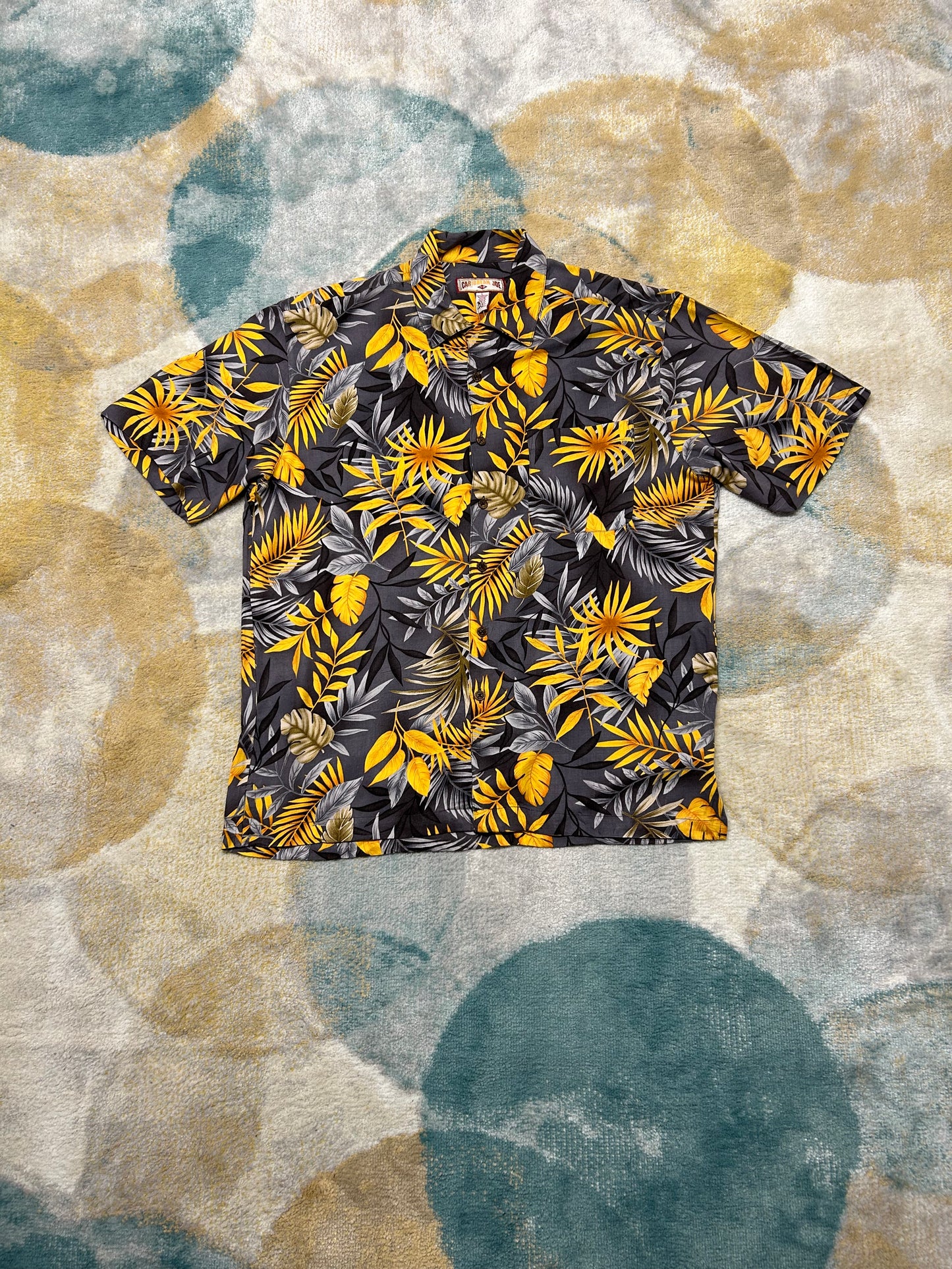 Grey and orange floral shirt