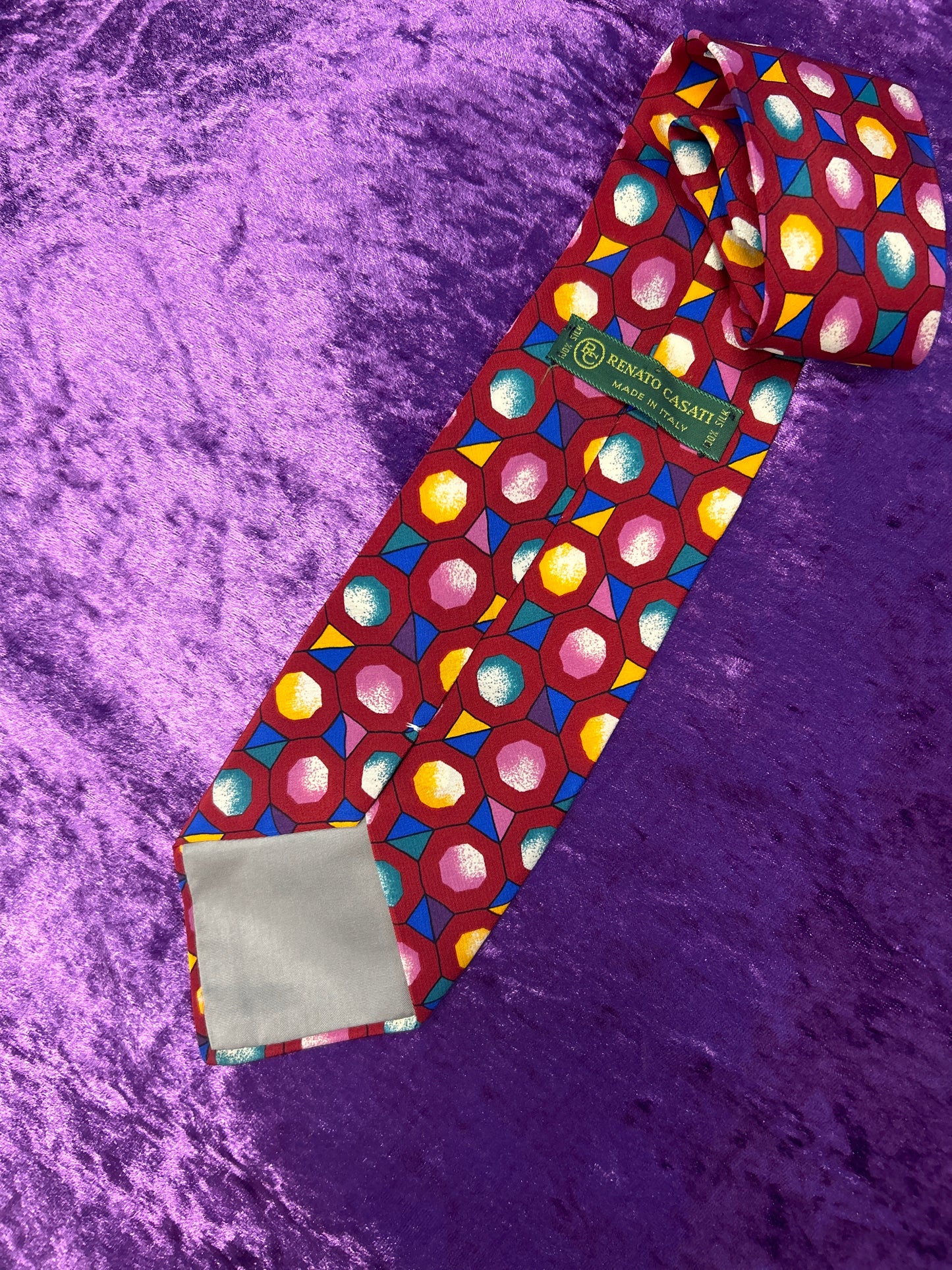 Red Geometric Shape Silk Tie