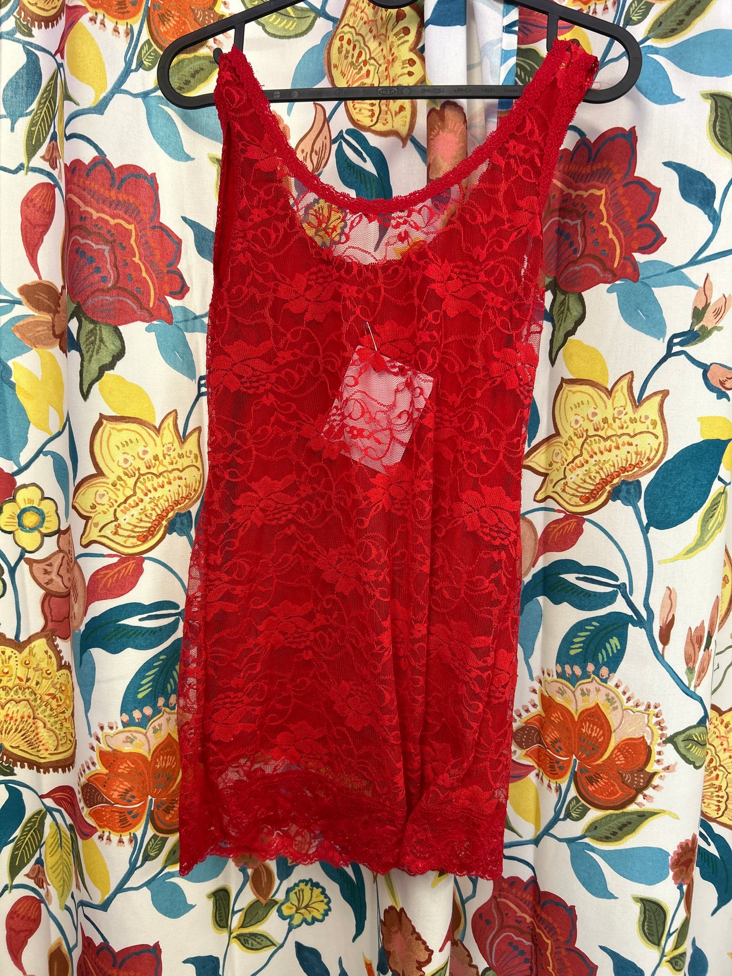 Y2k red lace top with layer underneath