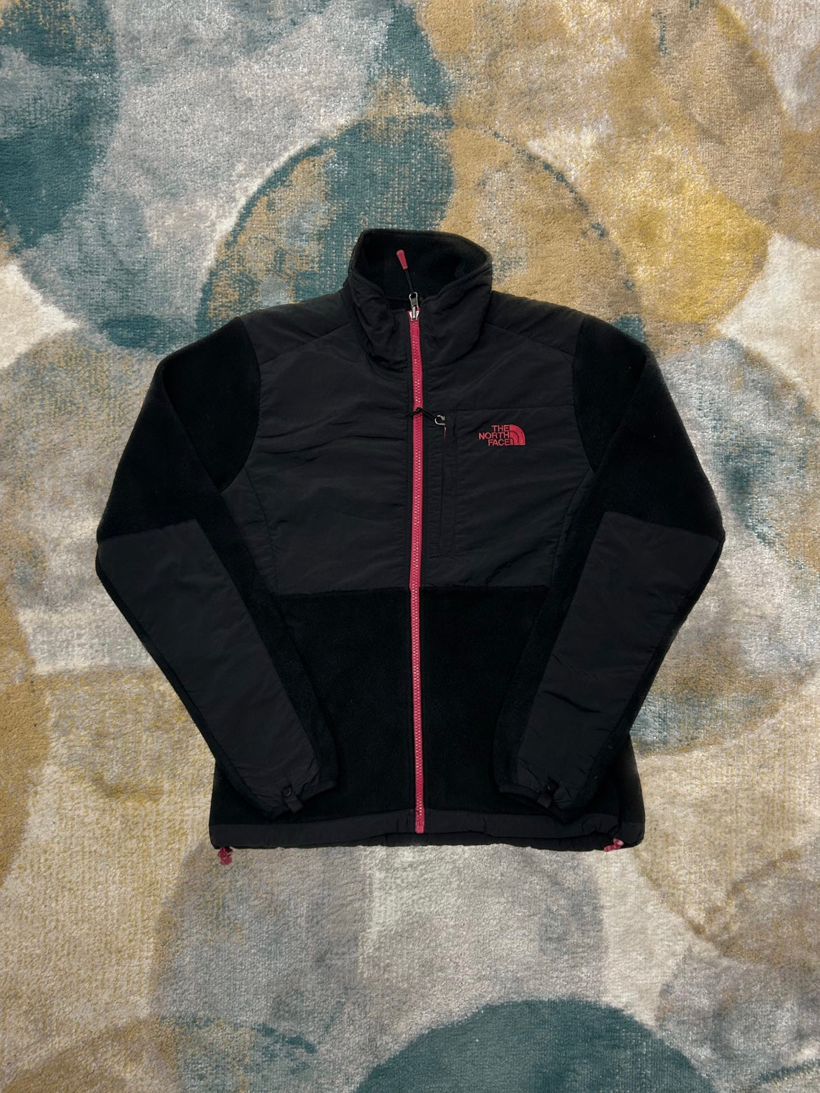 TheNorthFace Black and Magenta Denali Fleece