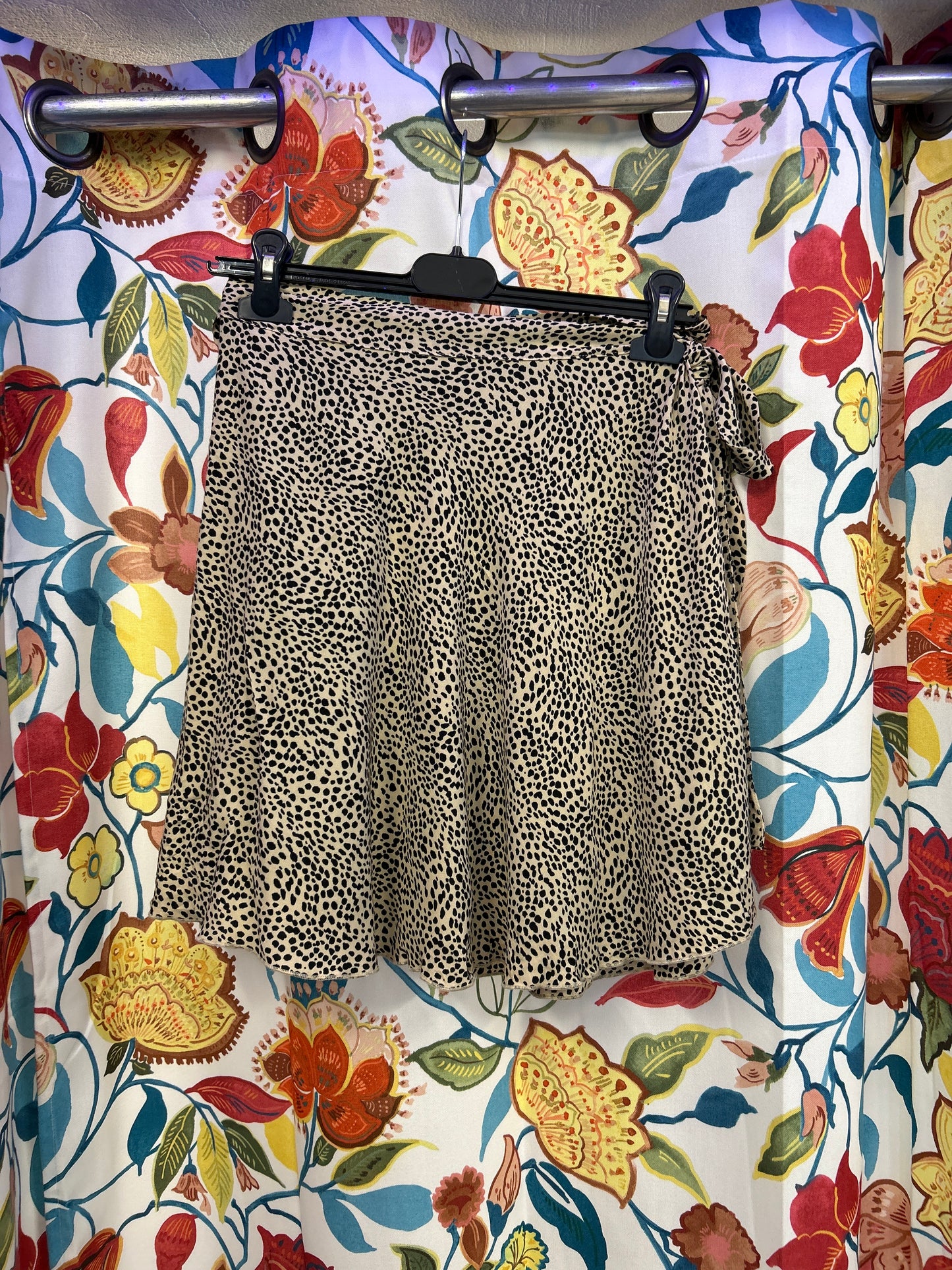 Y2k leopard wrap around skirt