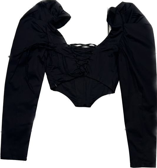 Black Corset Top with Sleeves