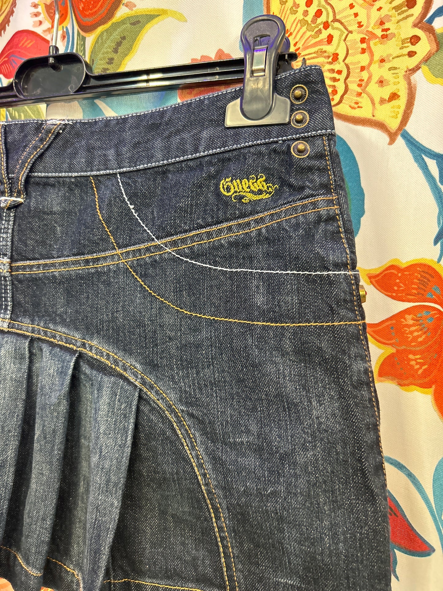 Y2k guess dark denim short skirt