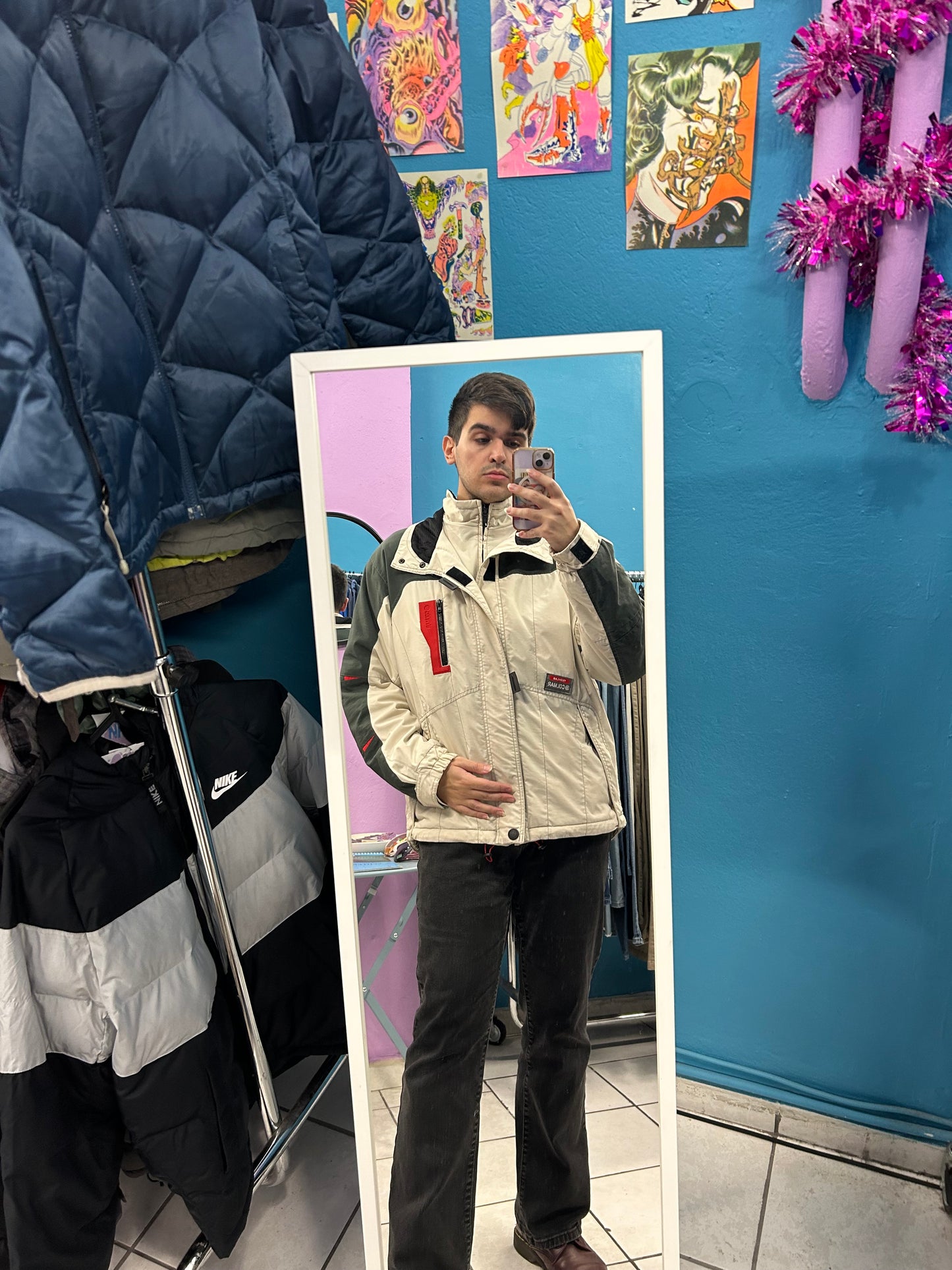 Colmar Emerald Blue and Off-White Heavy Waterproof Jacket