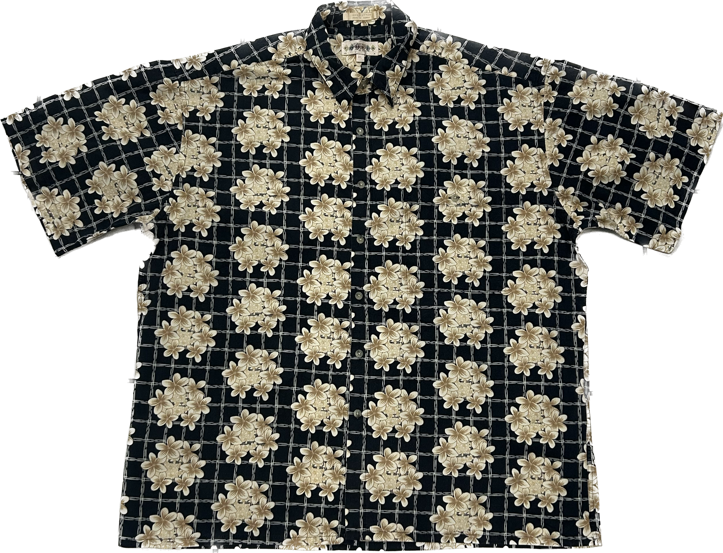 Black and Beige Floral Pattern Summer Shirt