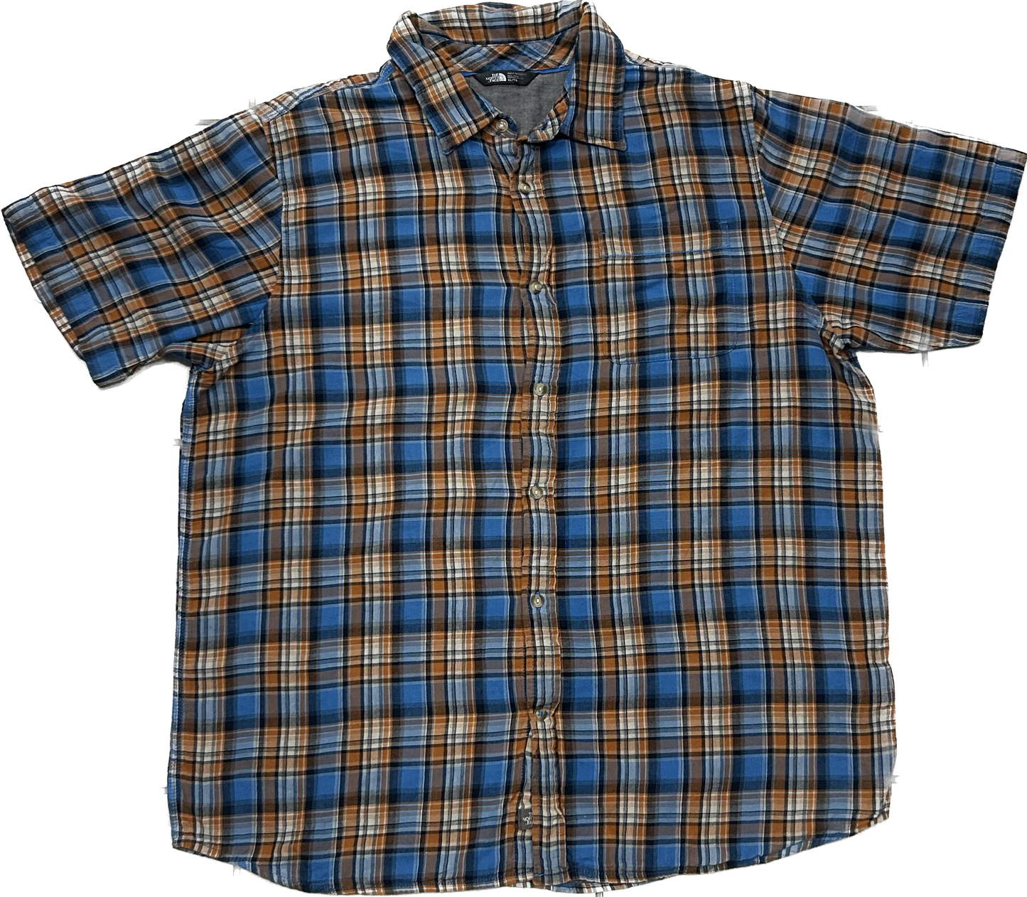 TheNorthFace Blue and Orange Plaid Shirt