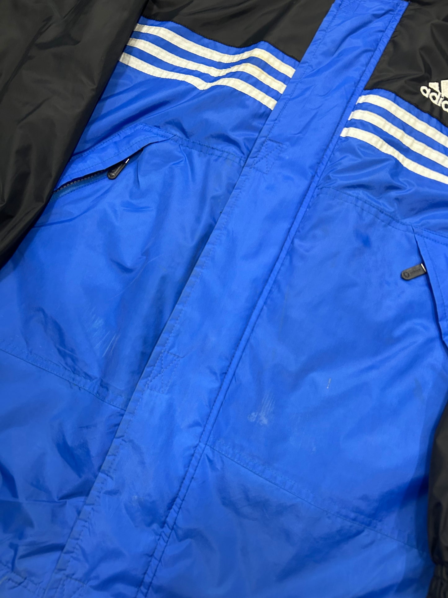 Adidas Blue and Black Retro Waterproof Windbreaker