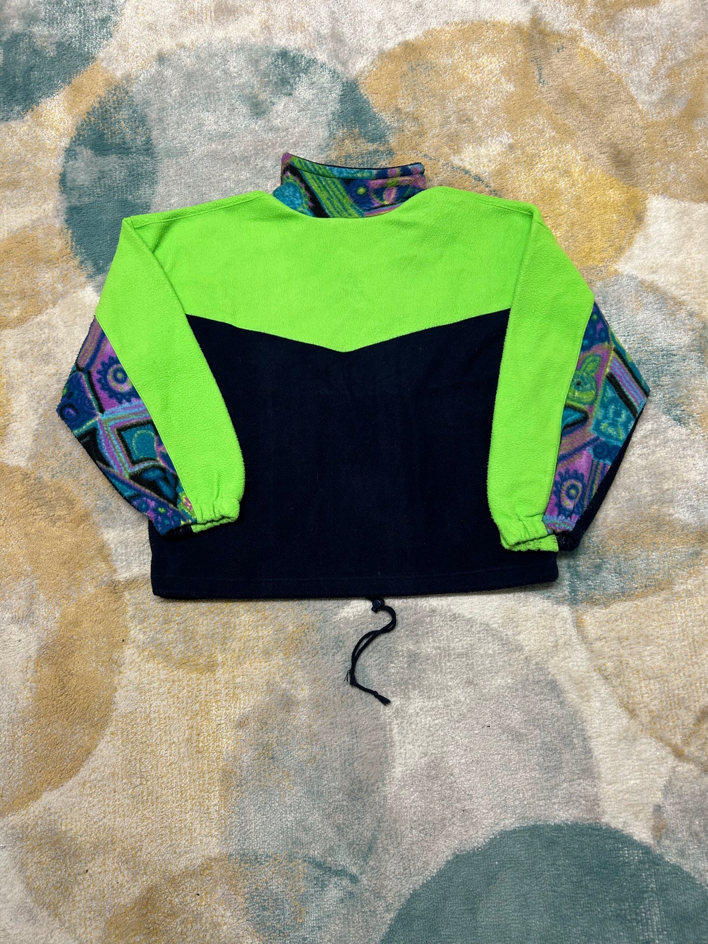 Brat Green and Black Patterned Retro Fleece