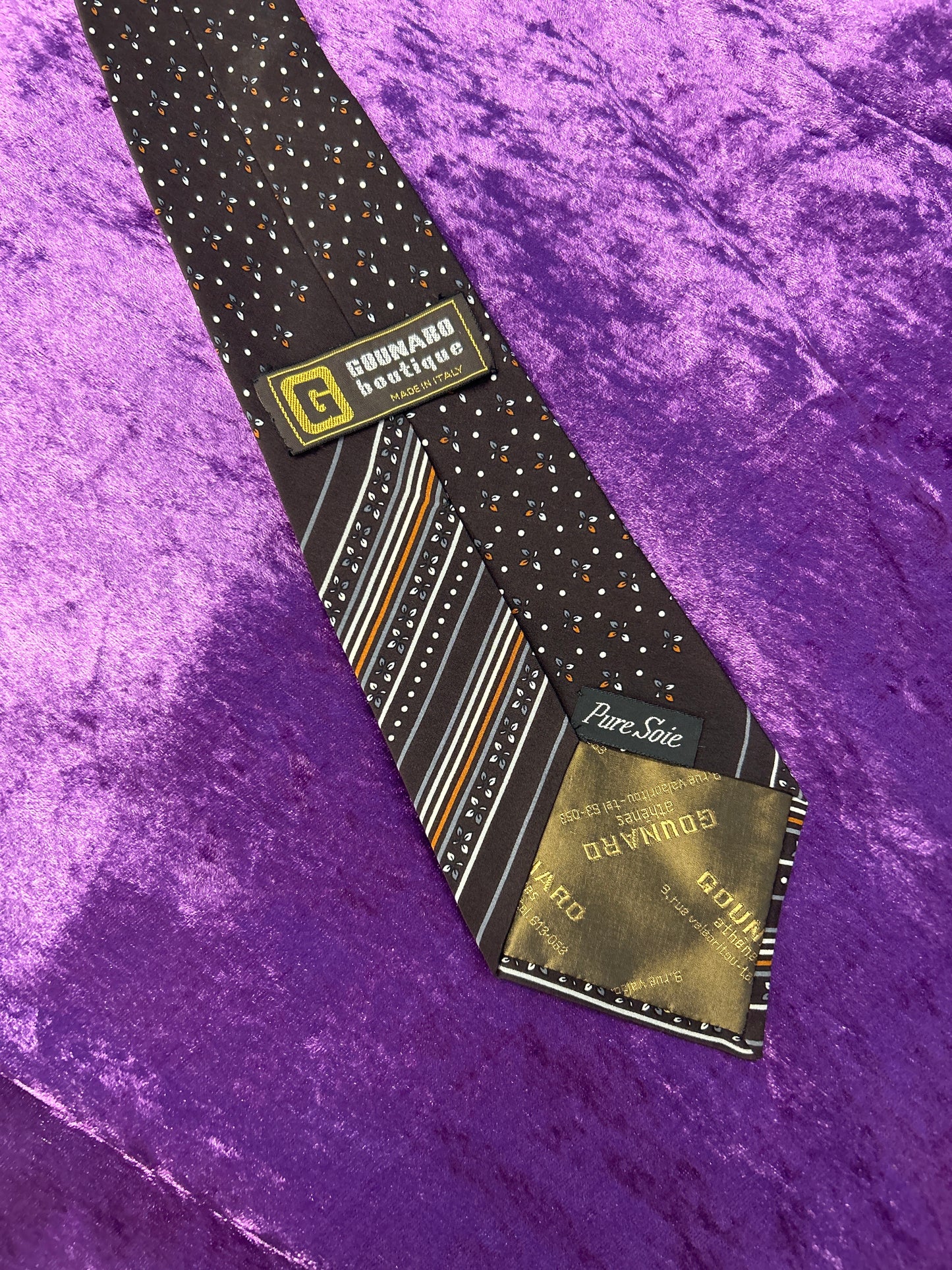Italian Dark Brown Floral Pattern Tie