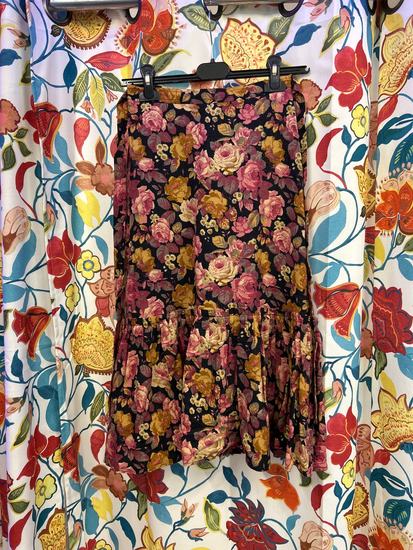 Y2k maxi floral yellow and pink skirt