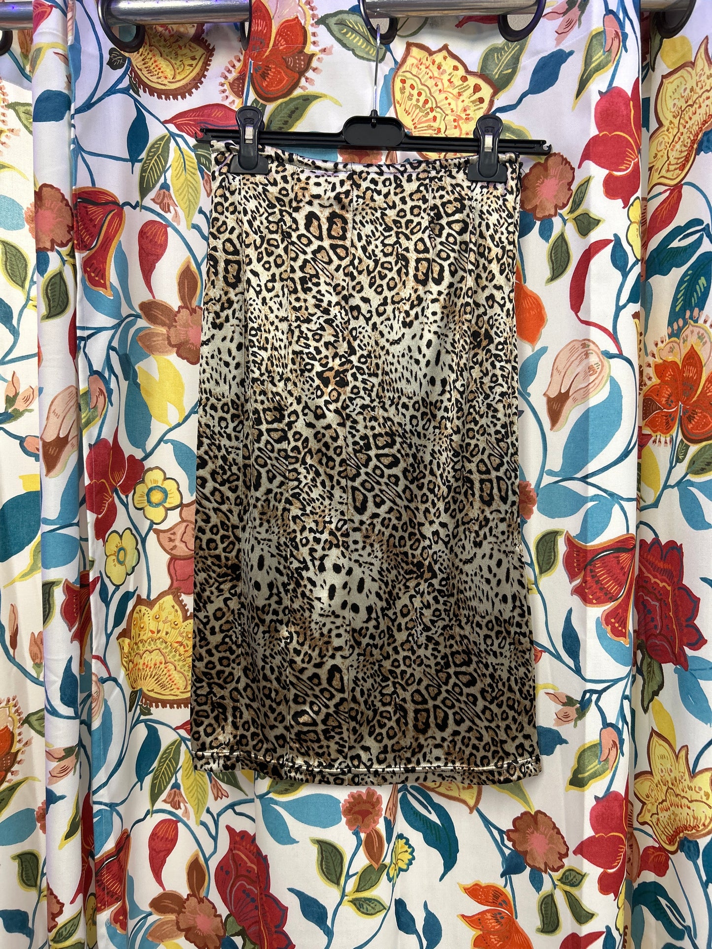 Y2k leopar shiny stretchy skirt