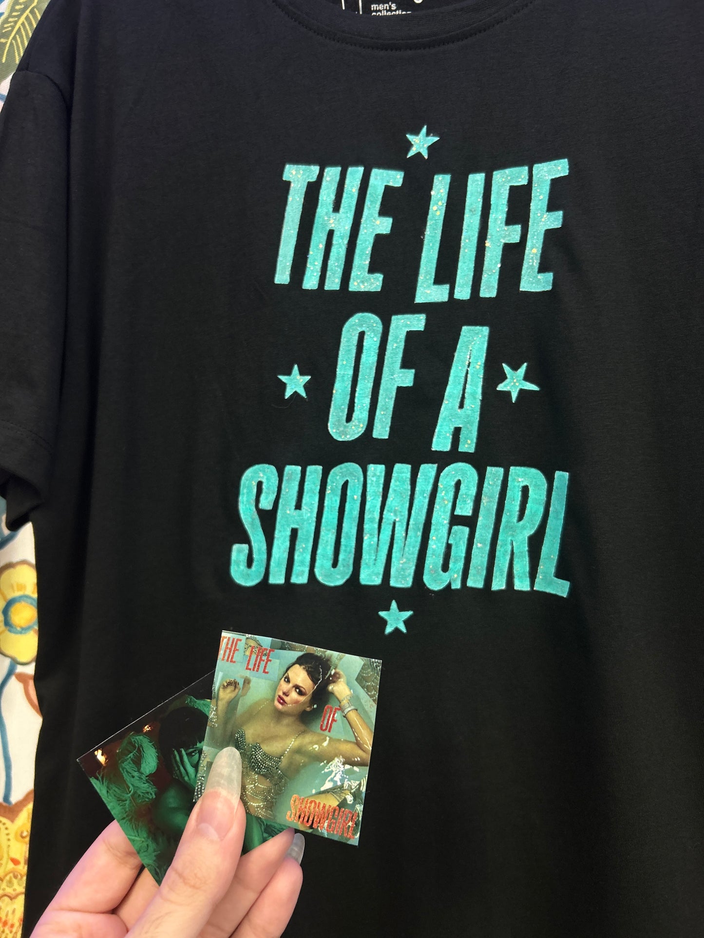 Taylor Swift 'The Life of a Showgirl' Black Handpainted T-shirt