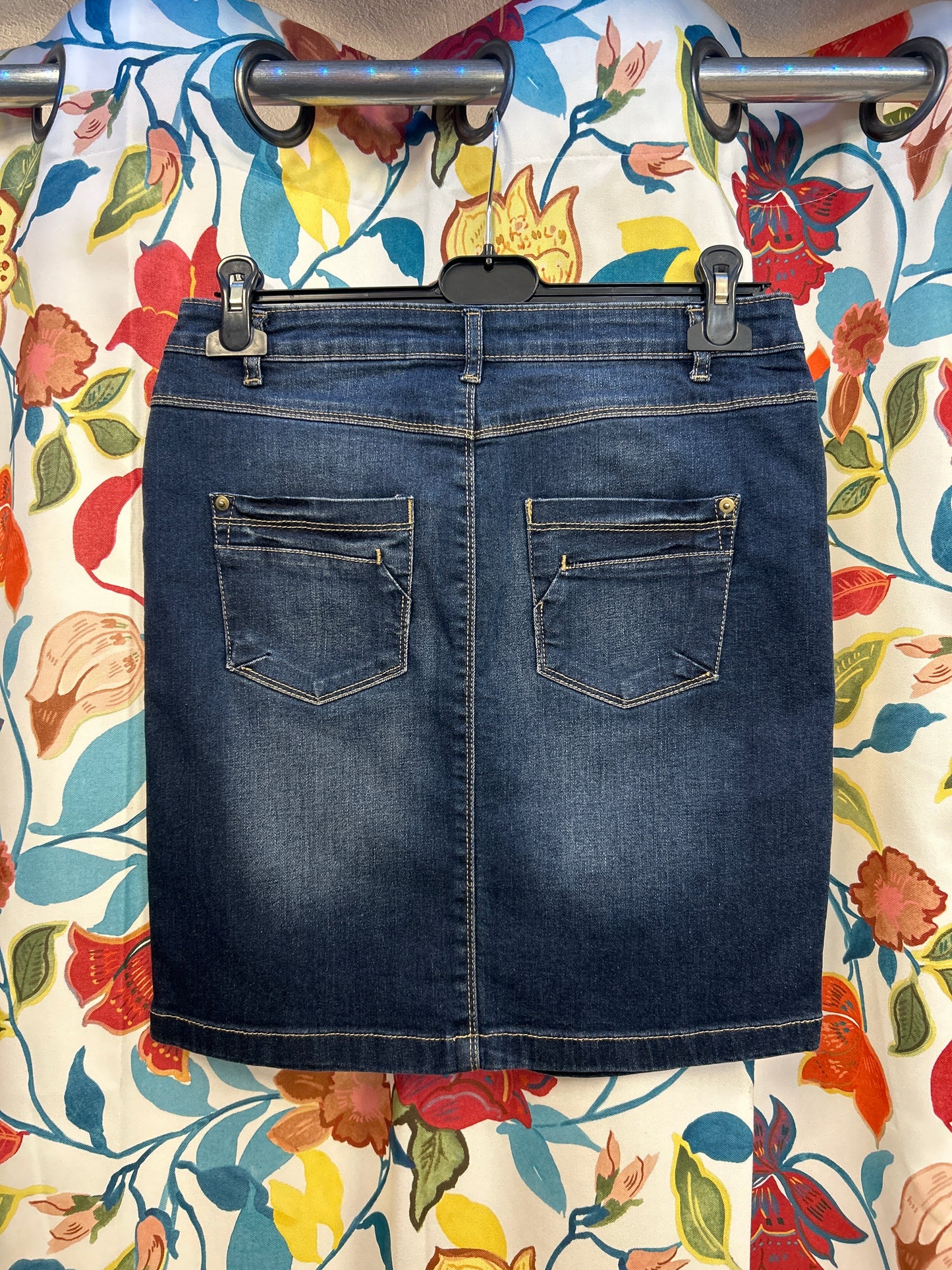 Y2k dark denim midi skirt