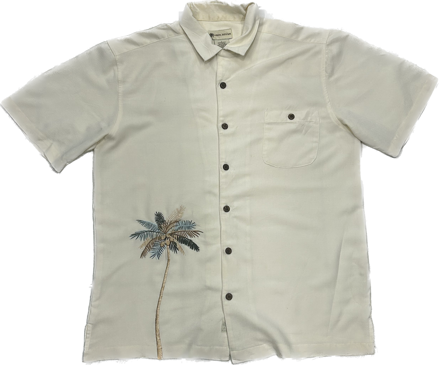 White Emboidered Palmtree Summer Shirt