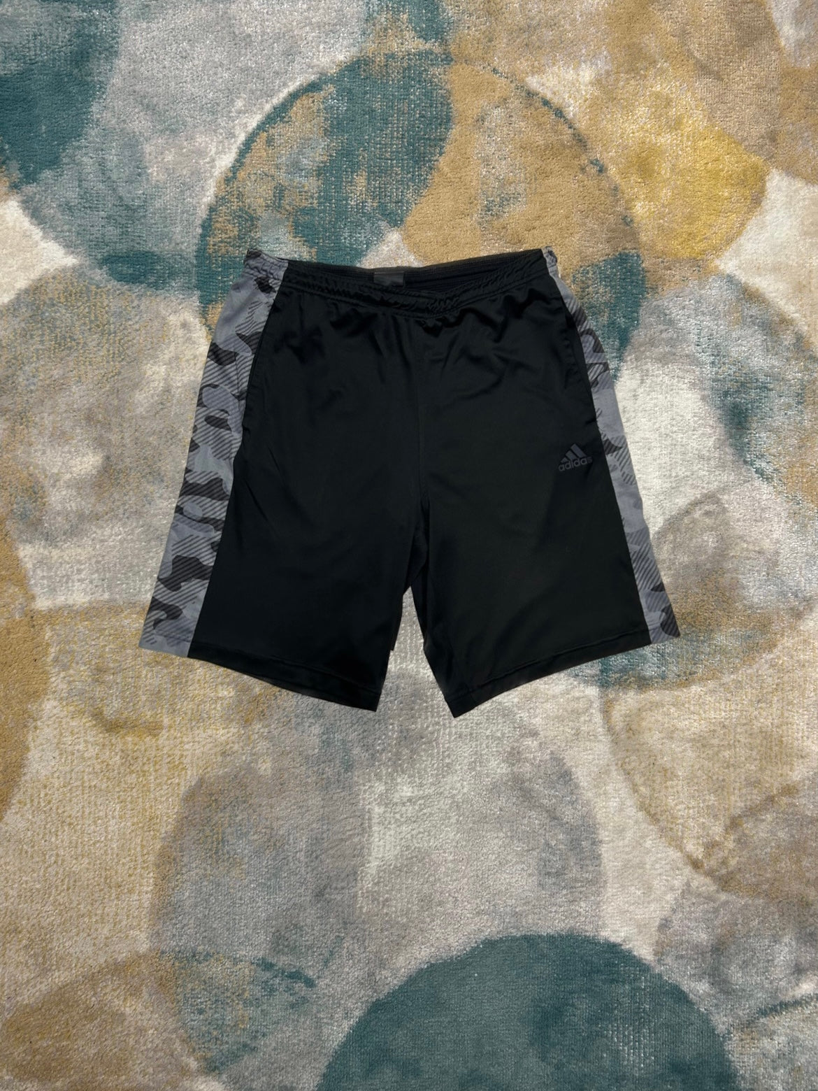 Adidas Black and Grey Pattern Lightweight Shorts