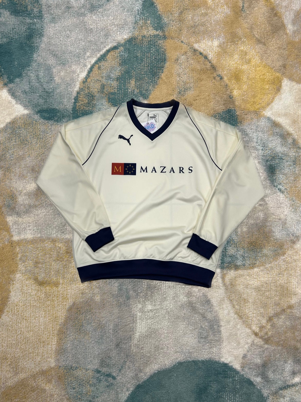 Puma Retro Off-White and Blue Sports Crewneck