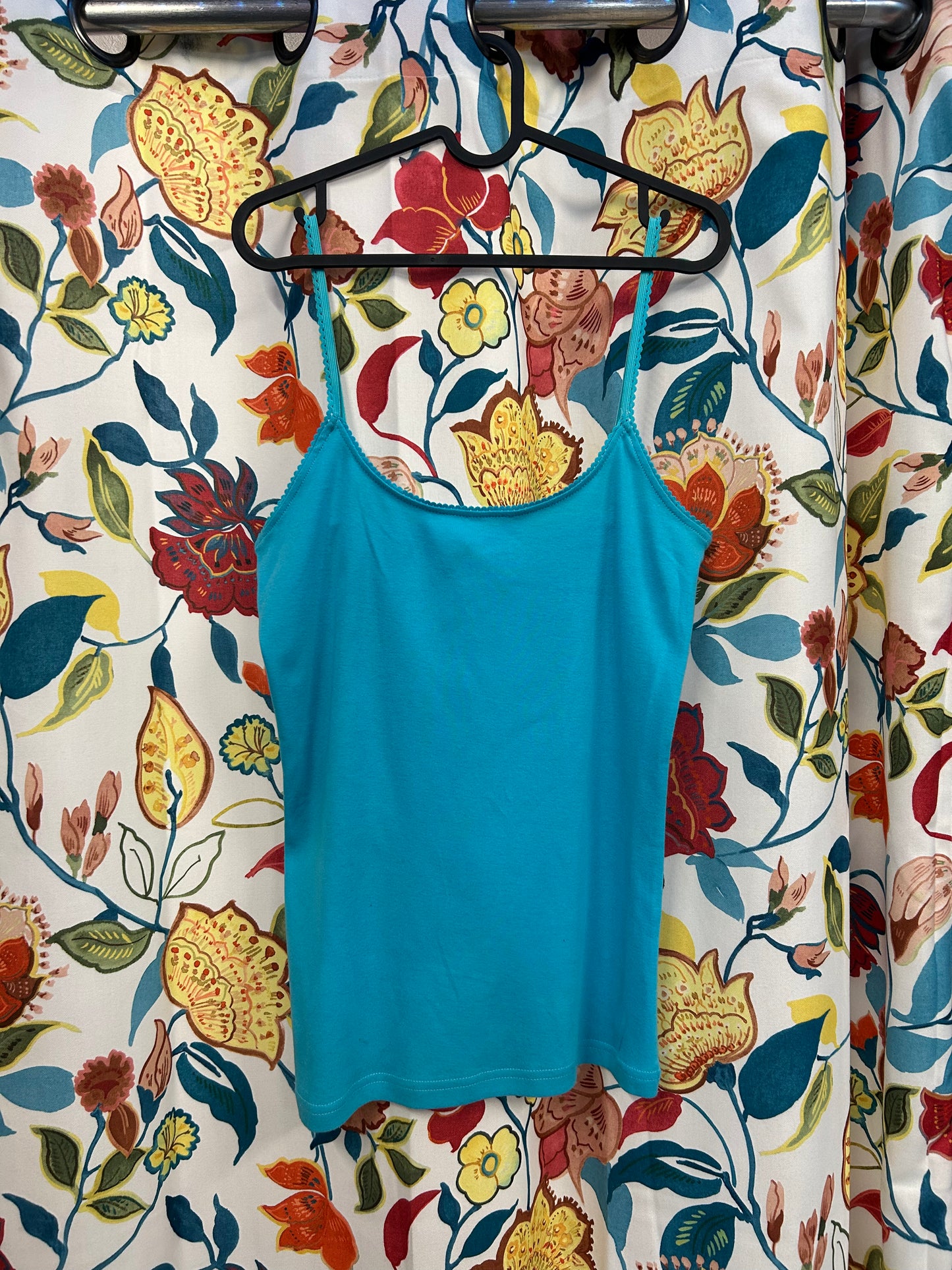 Teal lace detailing ribbed top