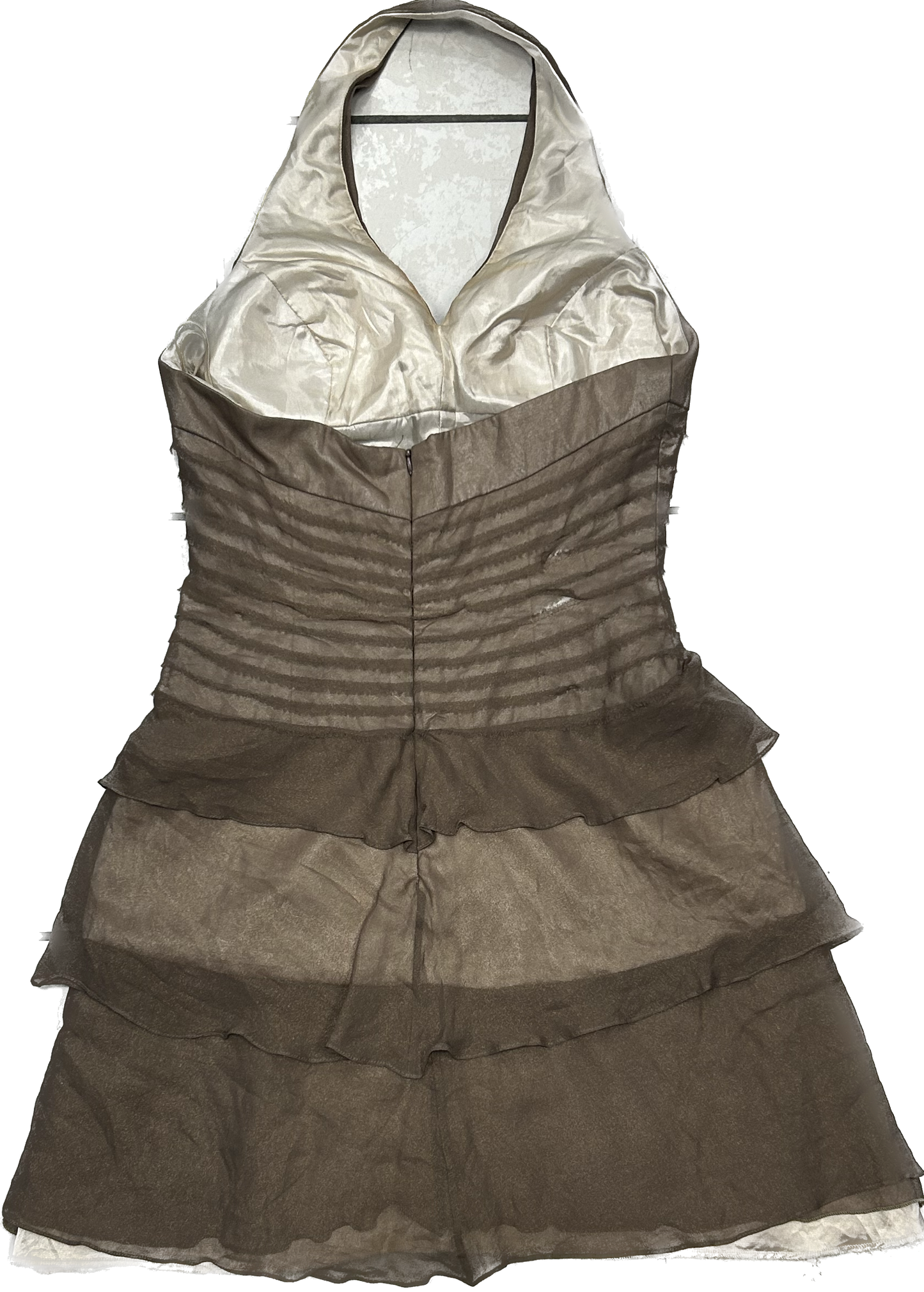 Brown sparkly fringe strapless dress