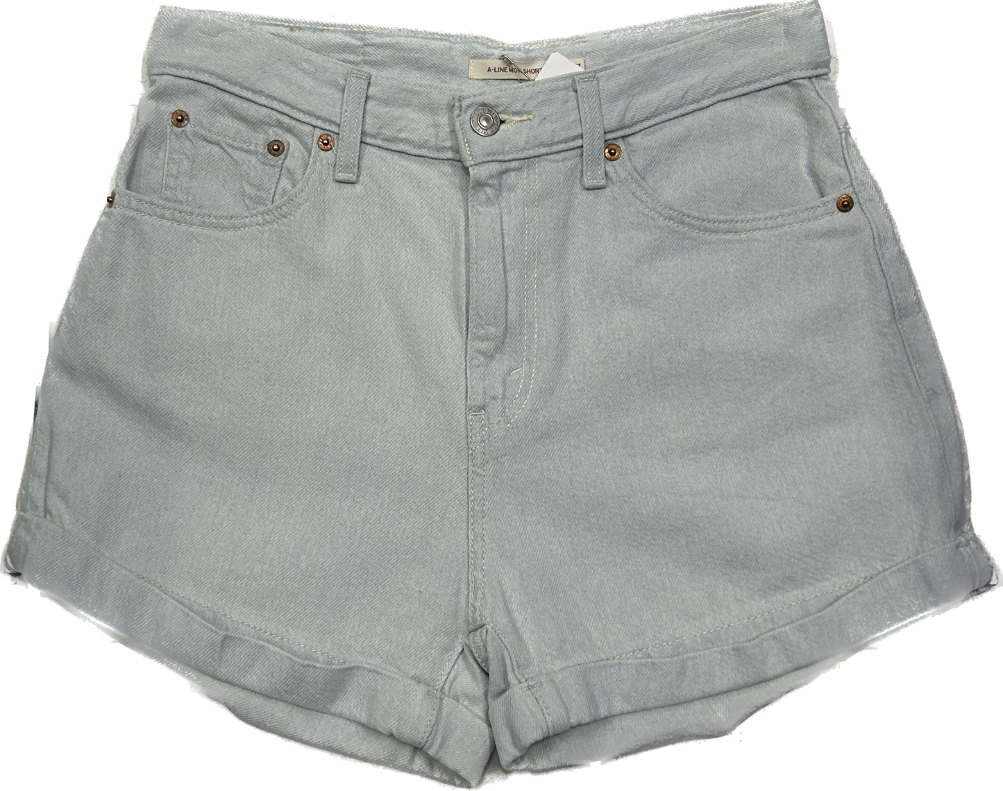 Levi's White Wash Denim Mom Shorts (High-Waist)