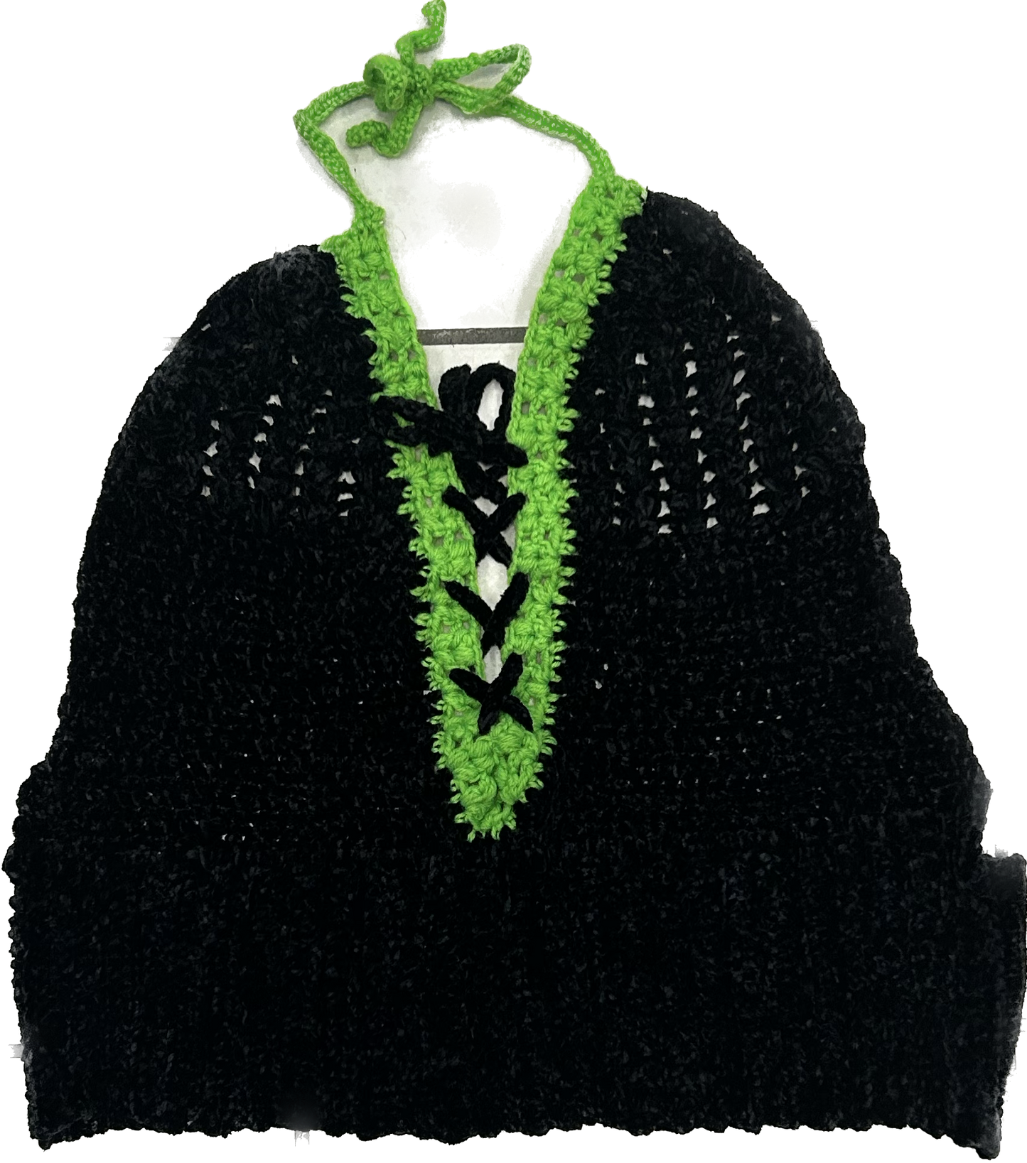 Black and Green Soft Yarn Knit Top
