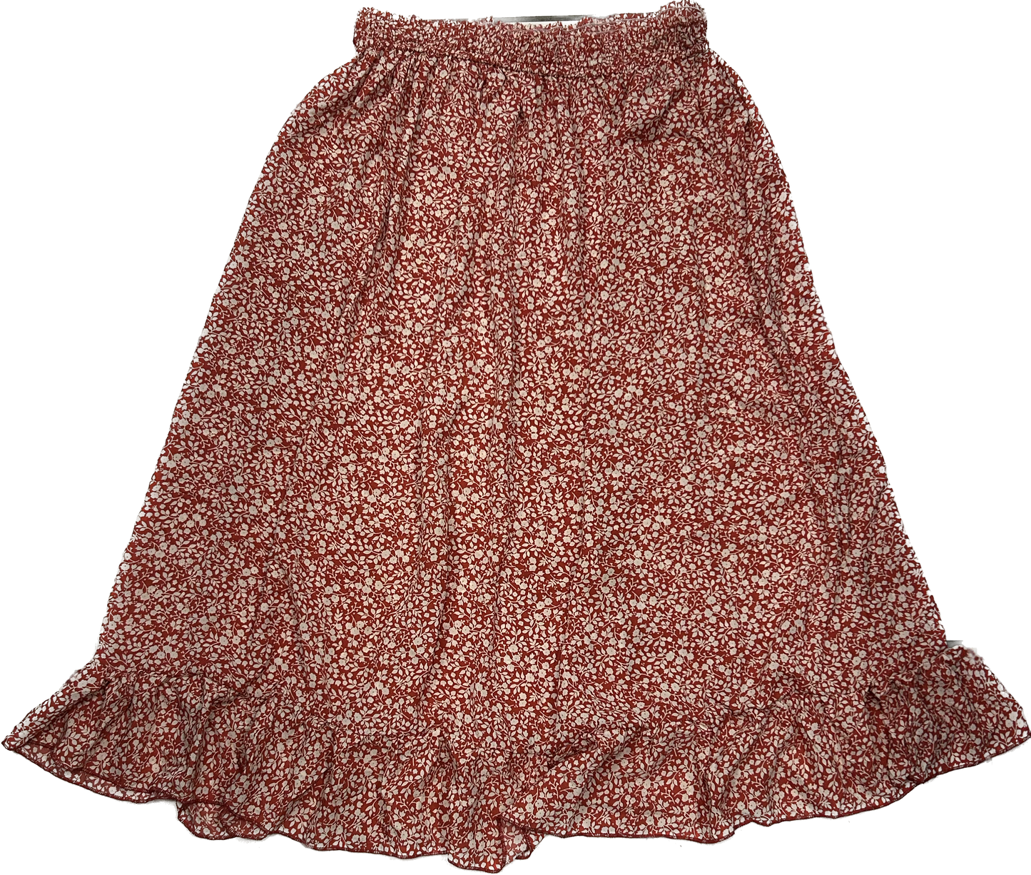 Red and White Floral Maxi Summer Skirt