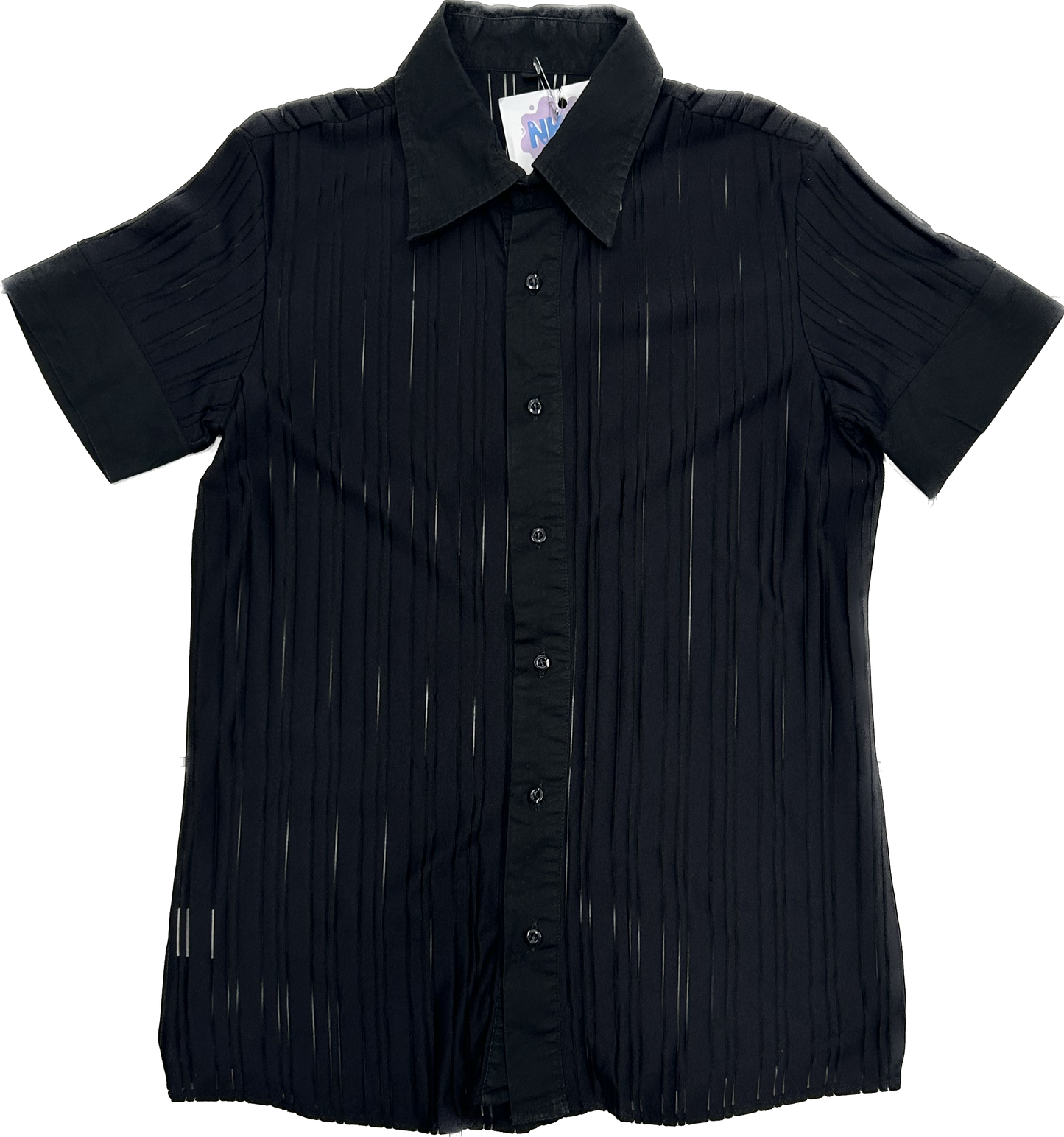 Black See-Through Stripey Shirt