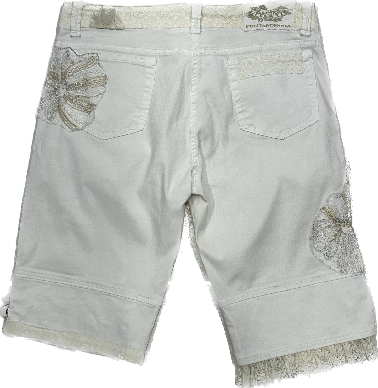 White Lace Vintage Capri Pants/Bermuda
