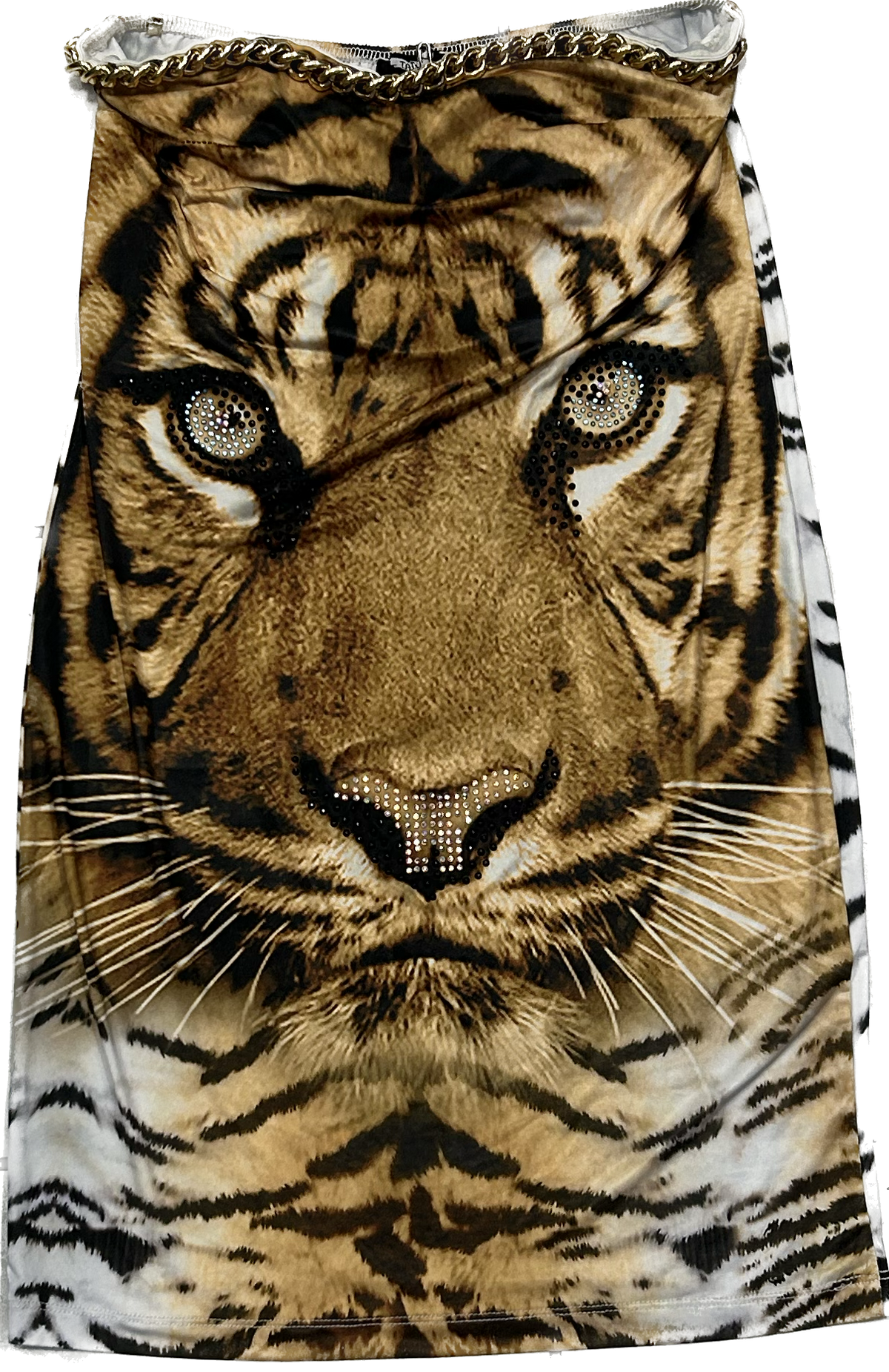 Tatu Lion Sequin Strapless Dress