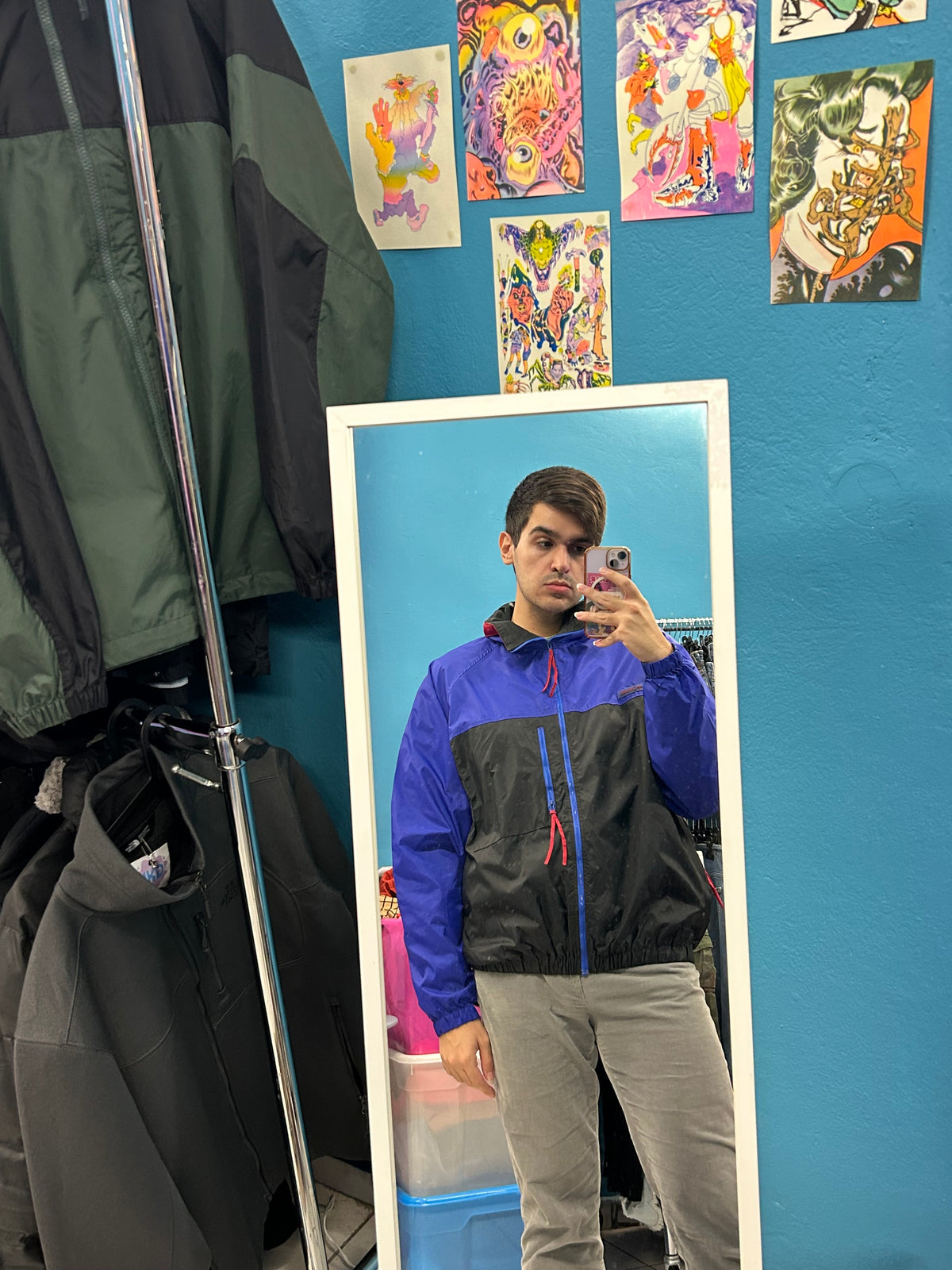 Columbia 90's Blue Red and Black Retro Windbreaker