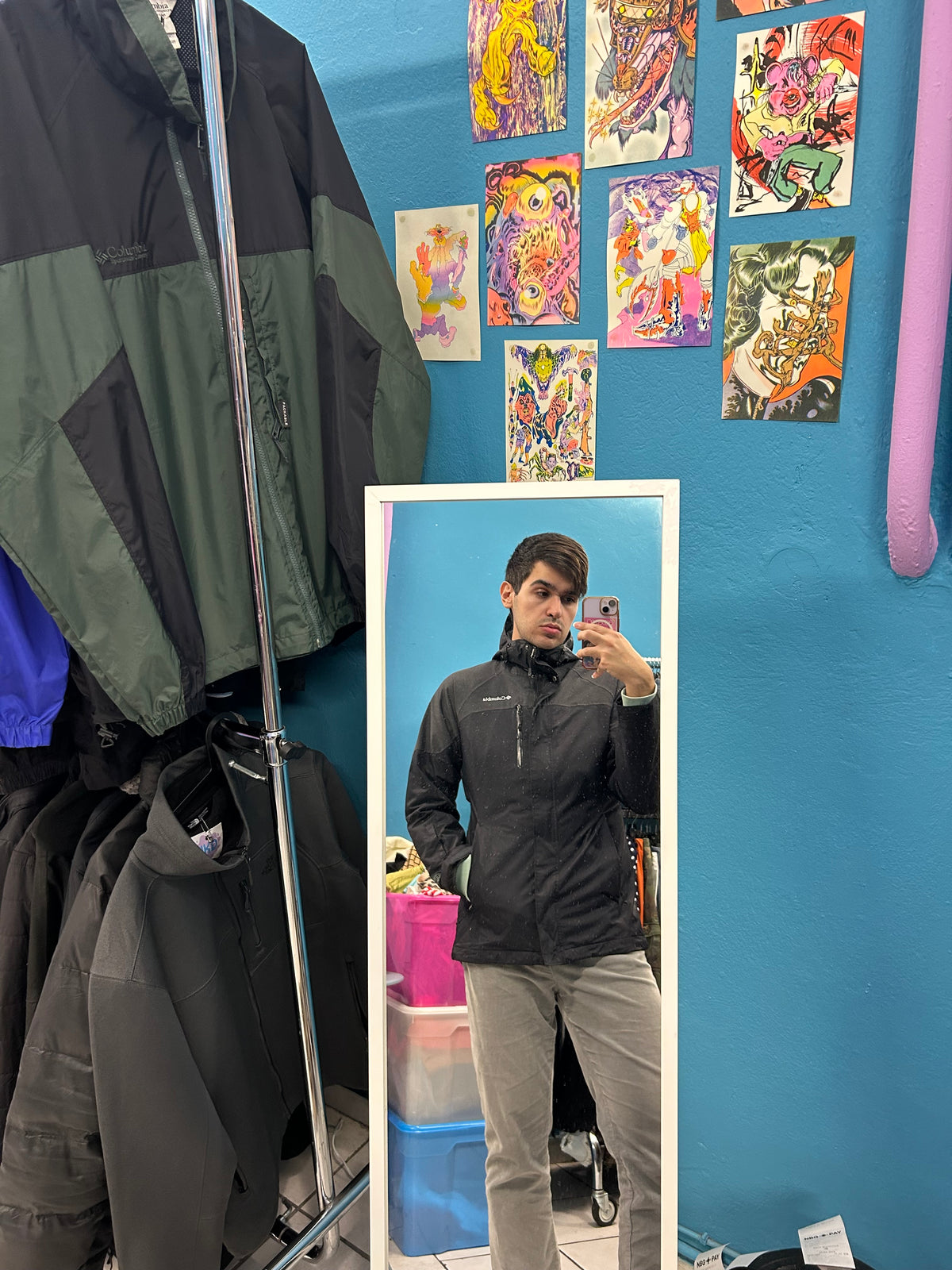 Columbia Dark Grey and Black Waterproof Windbreaker