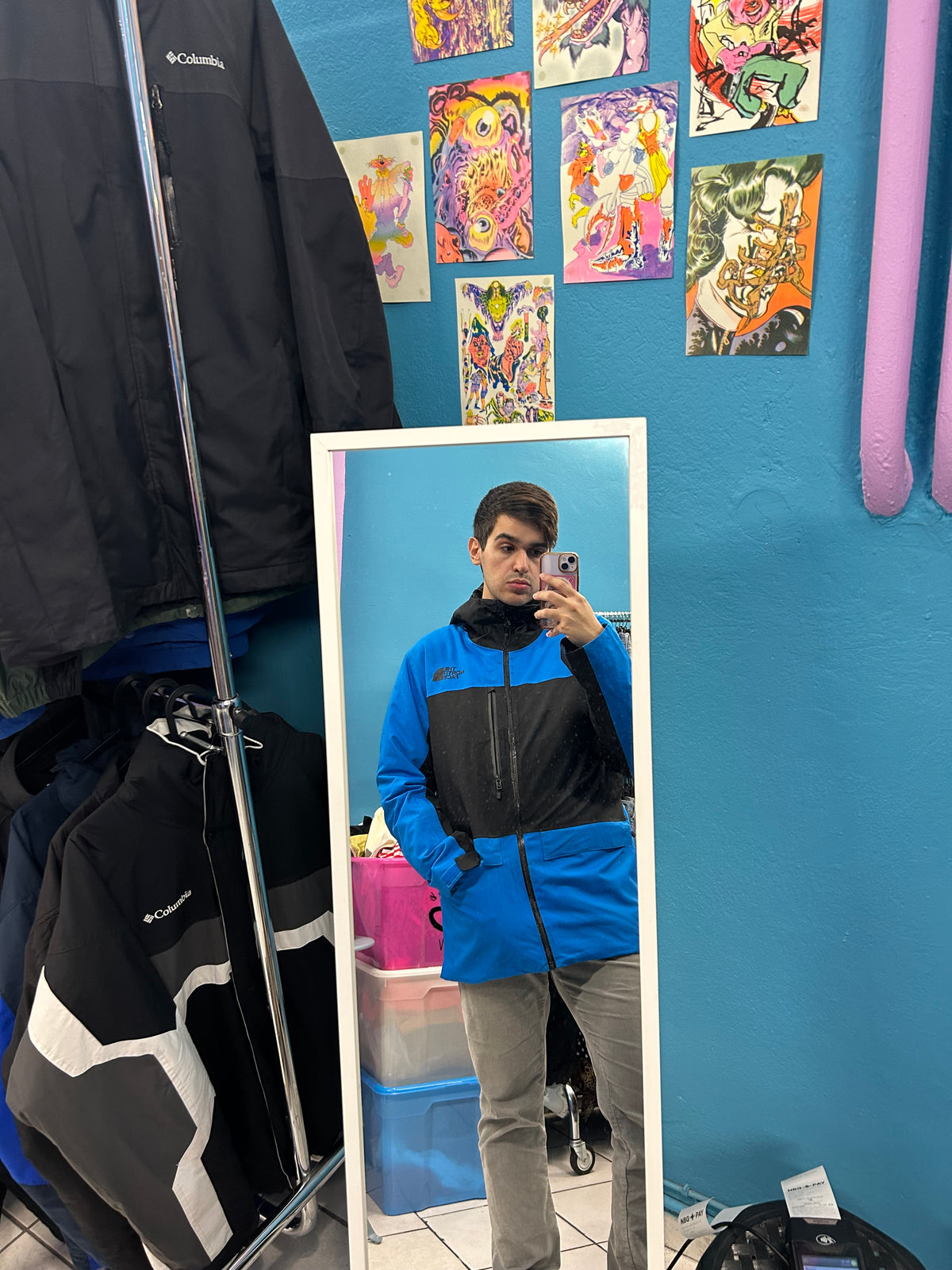 TheNorthFace Blue and Black Heavy Waterproof Jacket