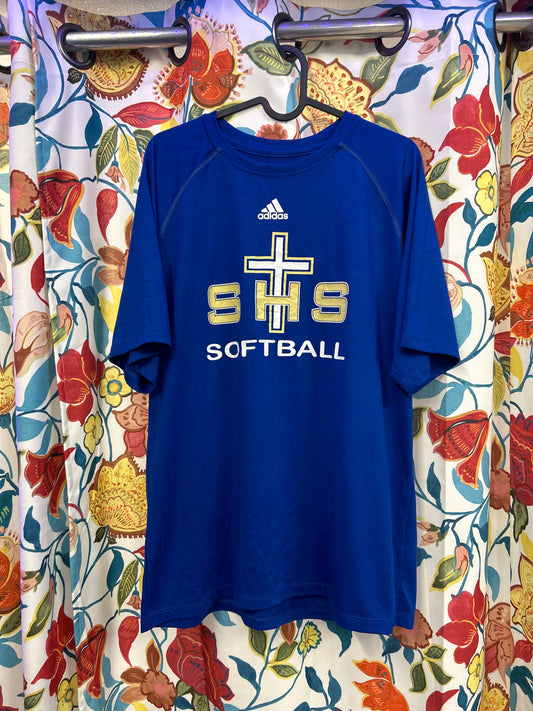 Adidas softball blue t-shirt