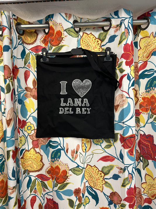 I ❤️ Lana del Rey black handmade tote bag