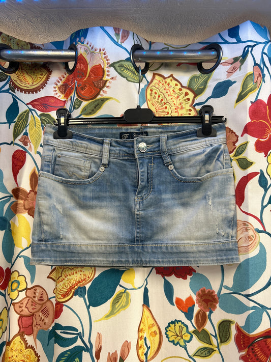 Y2K White wash denim mini skirt