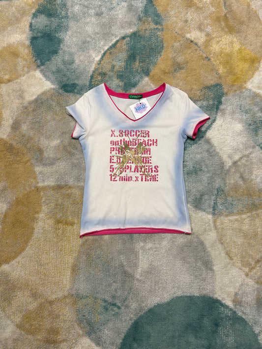 Y2k butterfly pink and blue top