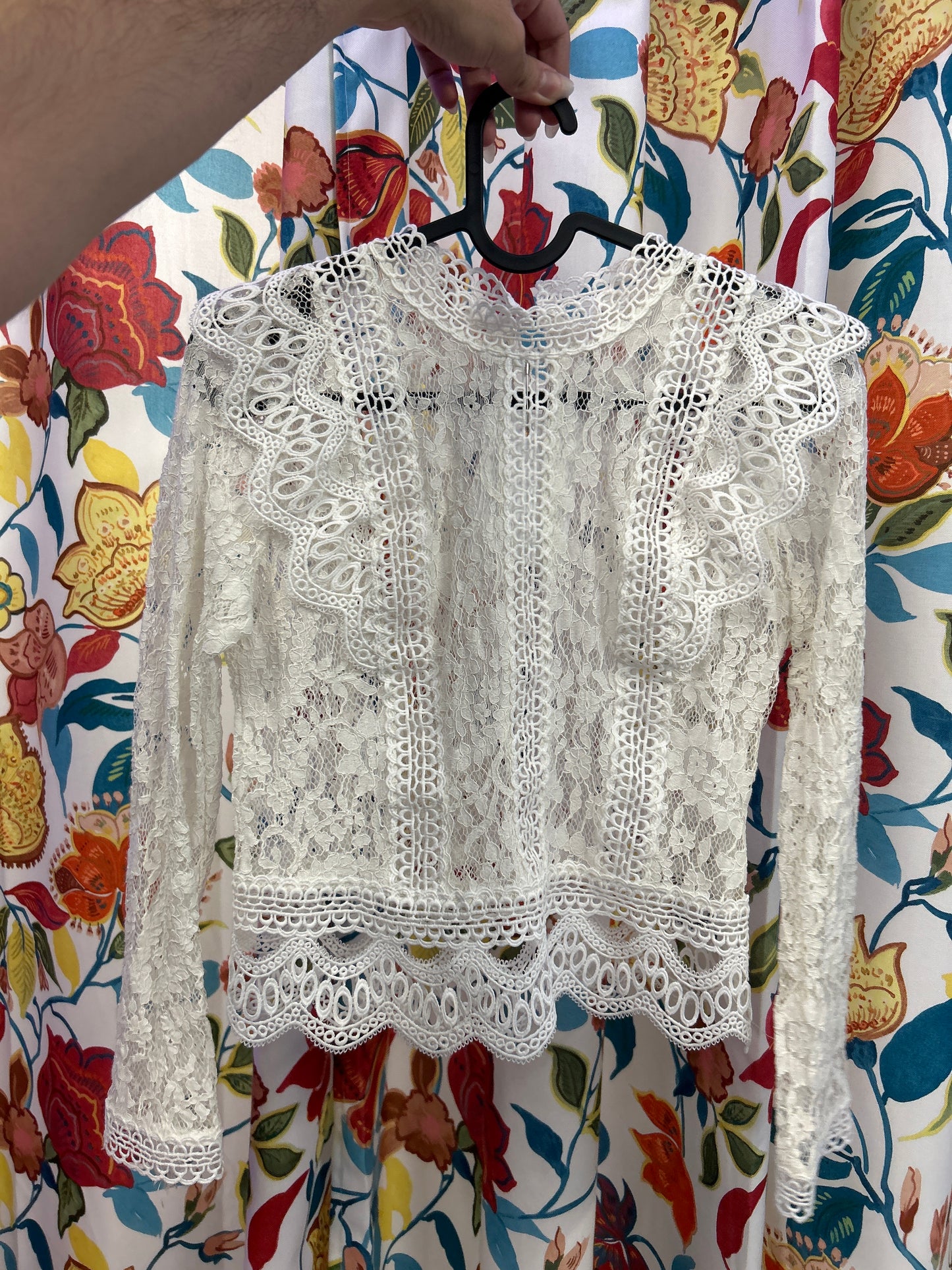 Y2k white lace top
