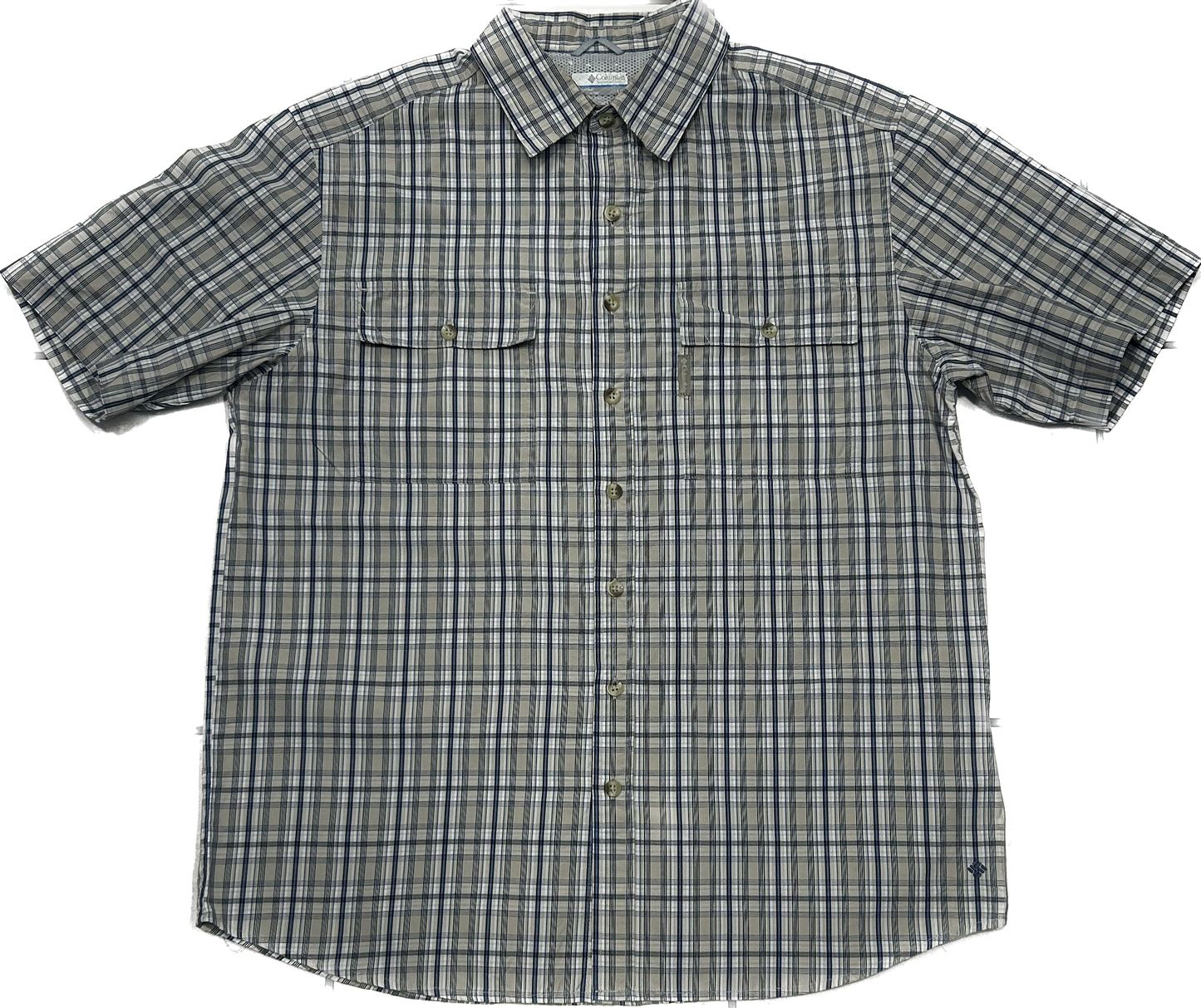 Columbia Beige and Blue Plaid Shirt