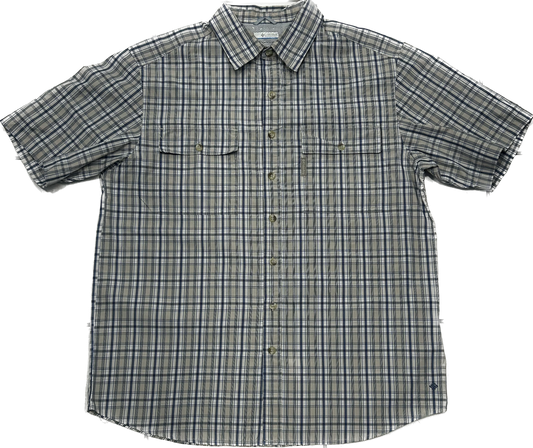 Columbia Beige and Blue Plaid Shirt