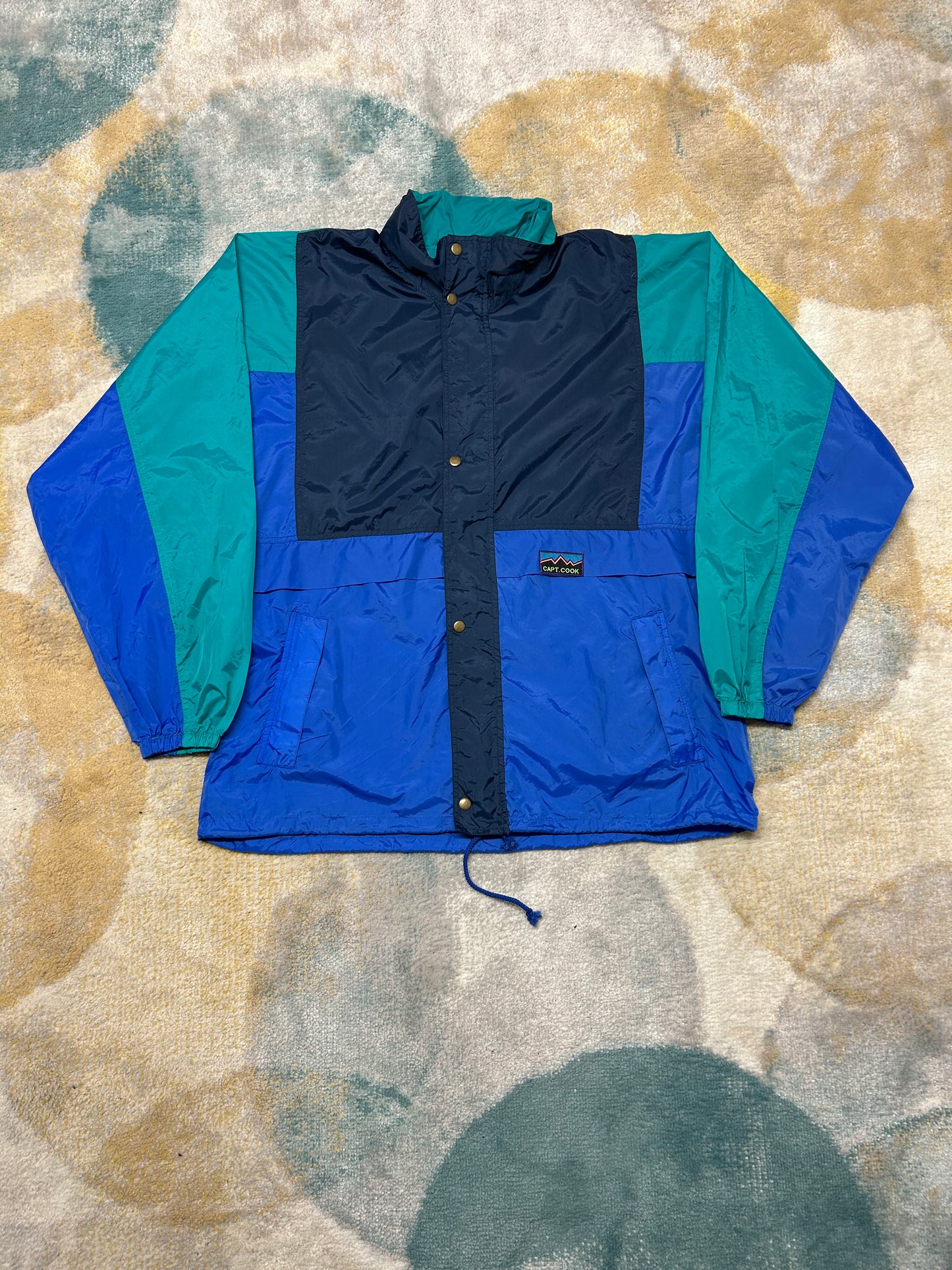 Dark blue and teal Retro Windbreaker