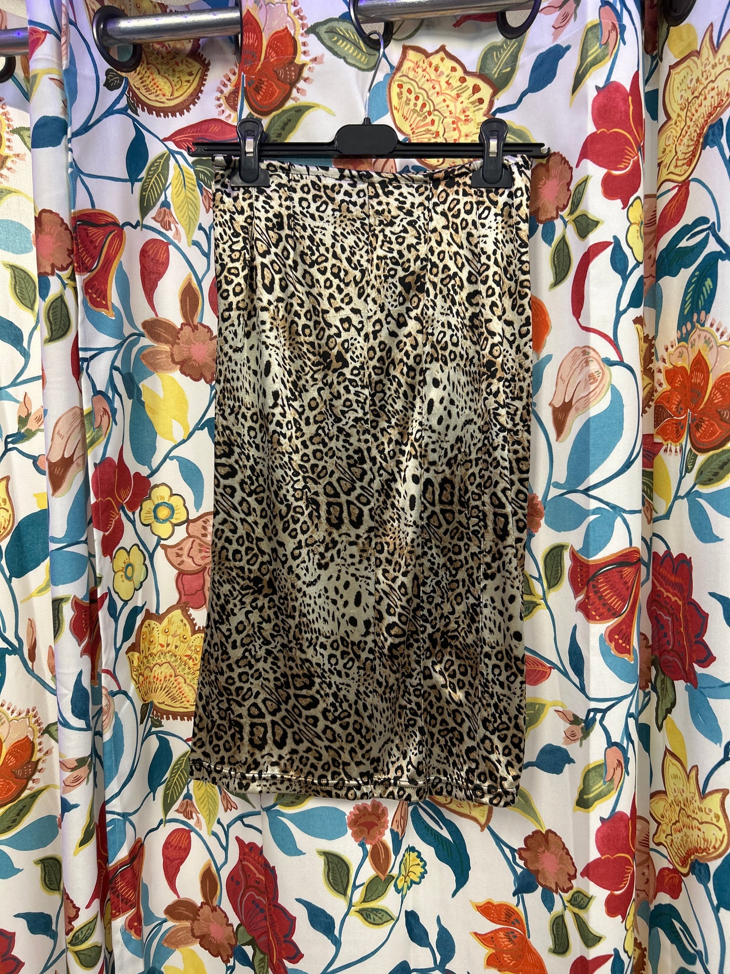 Y2k leopar shiny stretchy skirt