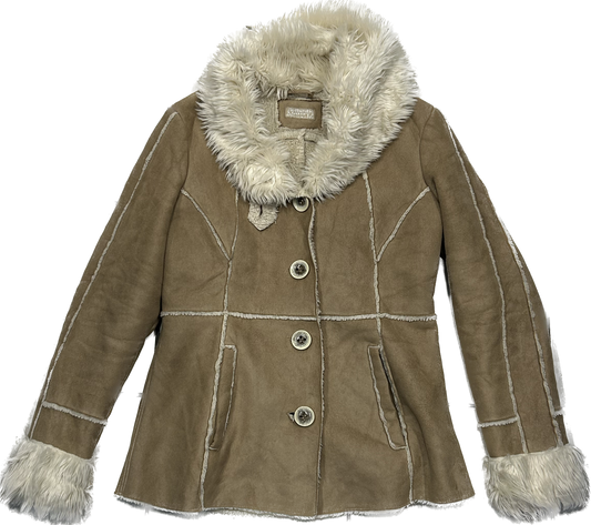 Beige Retro Coat with Fleece Interior