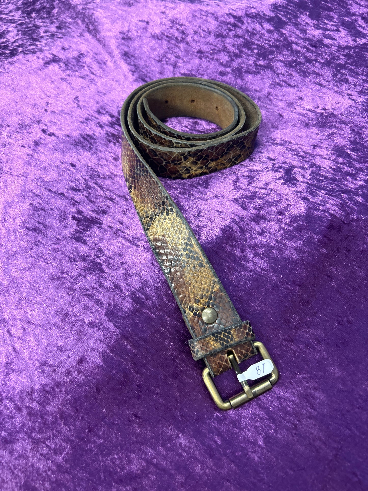 Snake Skin-Like Leather Belt